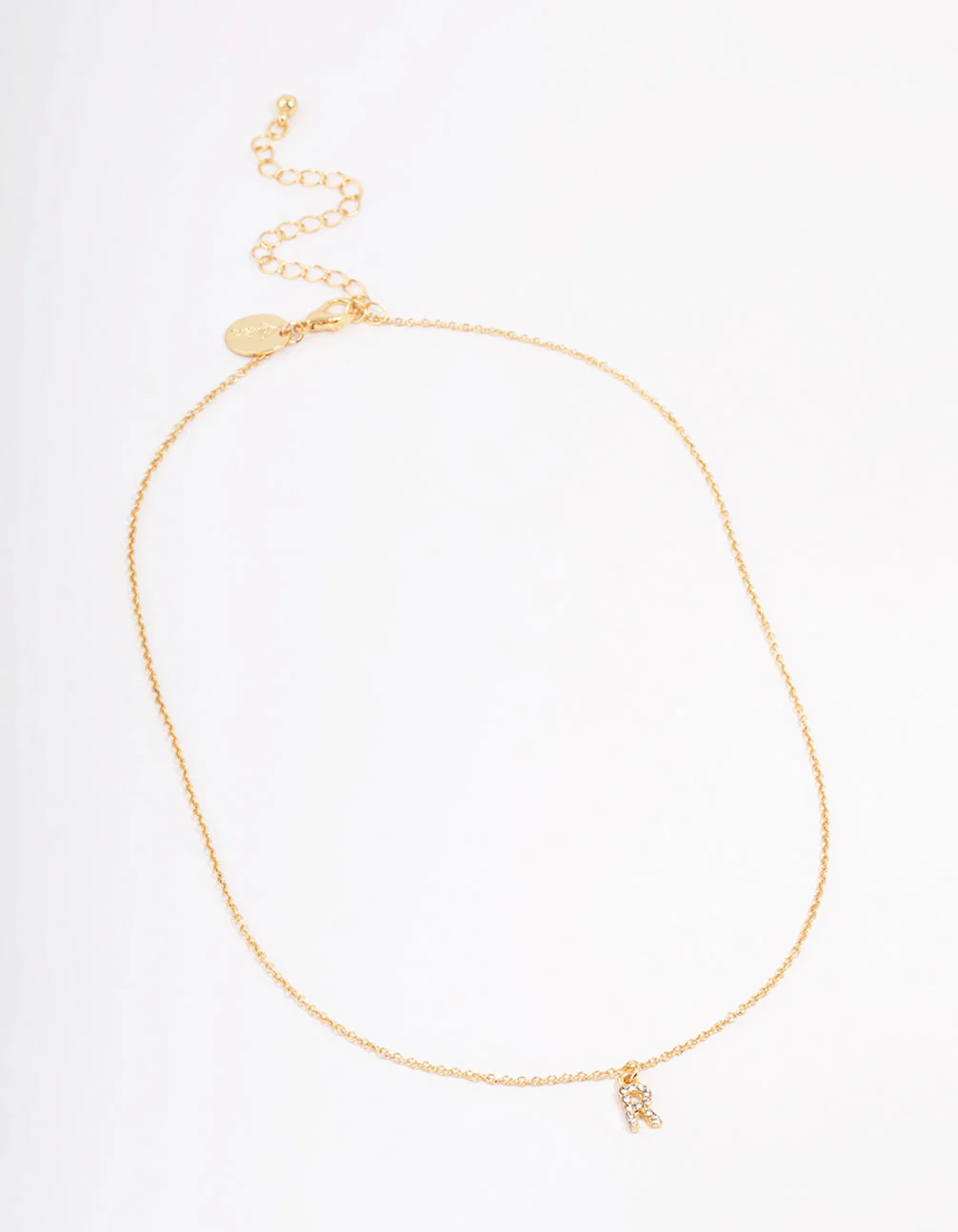 Gold Plated  Letter R Square Pendant Necklace - Image 3