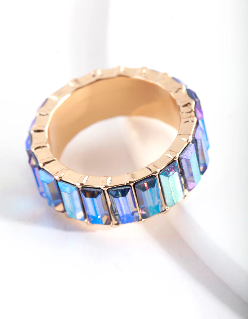 Gold Aurora Borealis Baguette Band Ring - Image 2