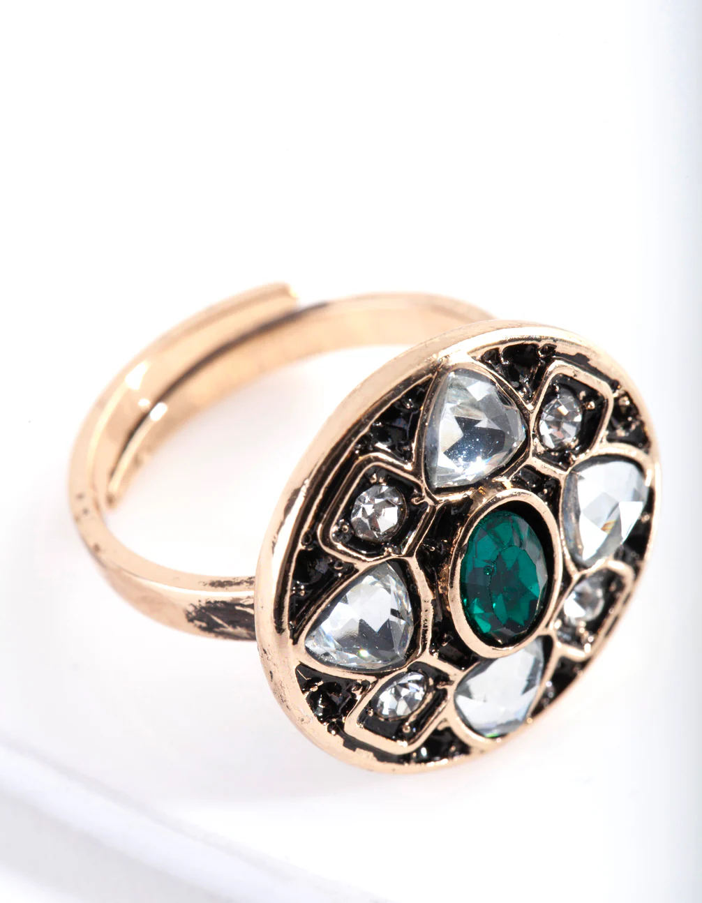 Gold Round Gem Ring - Image 2