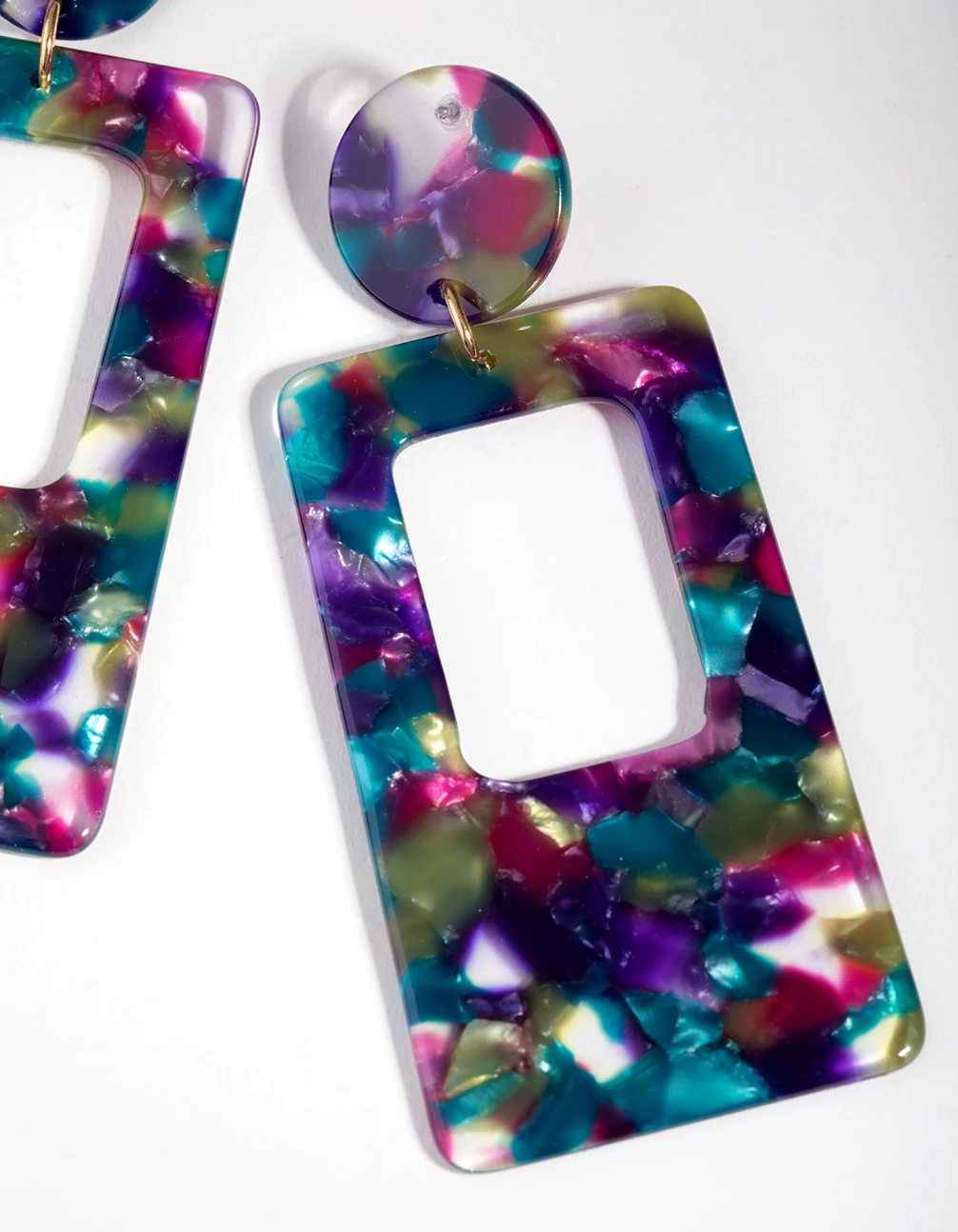 Acrylic Rectangle Cut-Out Drop Earrings - Image 2