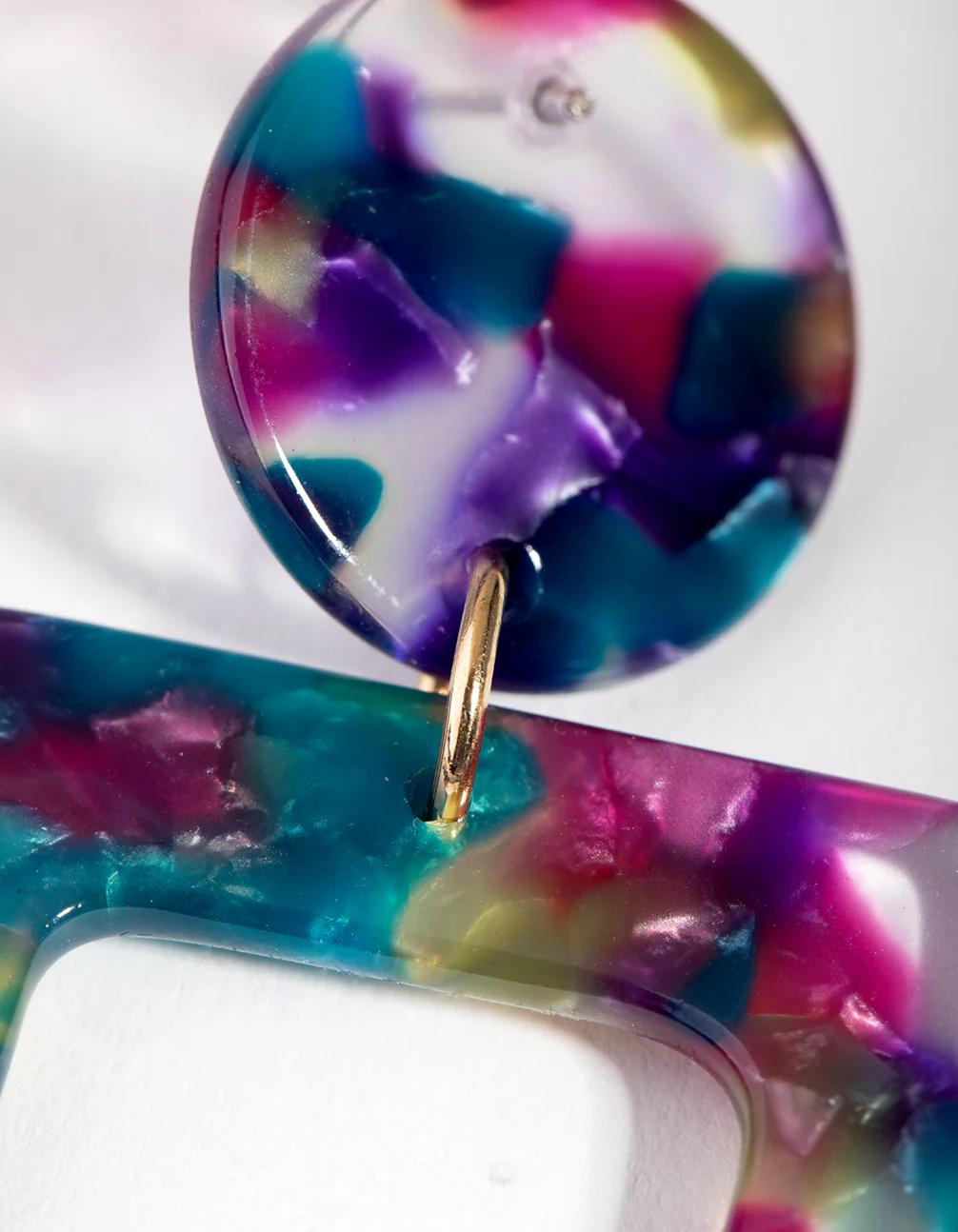 Acrylic Rectangle Cut-Out Drop Earrings - Image 3