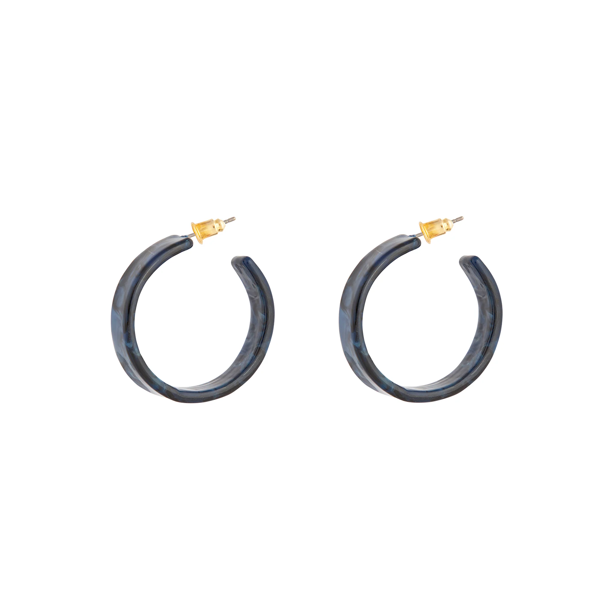 Blue Black Swirl 3/4 Hoop Earrings - Image 2