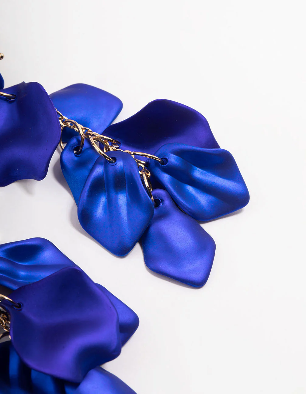 Blue Coated Petal Drop Earrings - Image 3