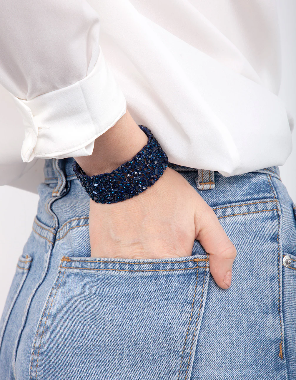 Blue Stone Embellished Stretch Bangle - Image 4