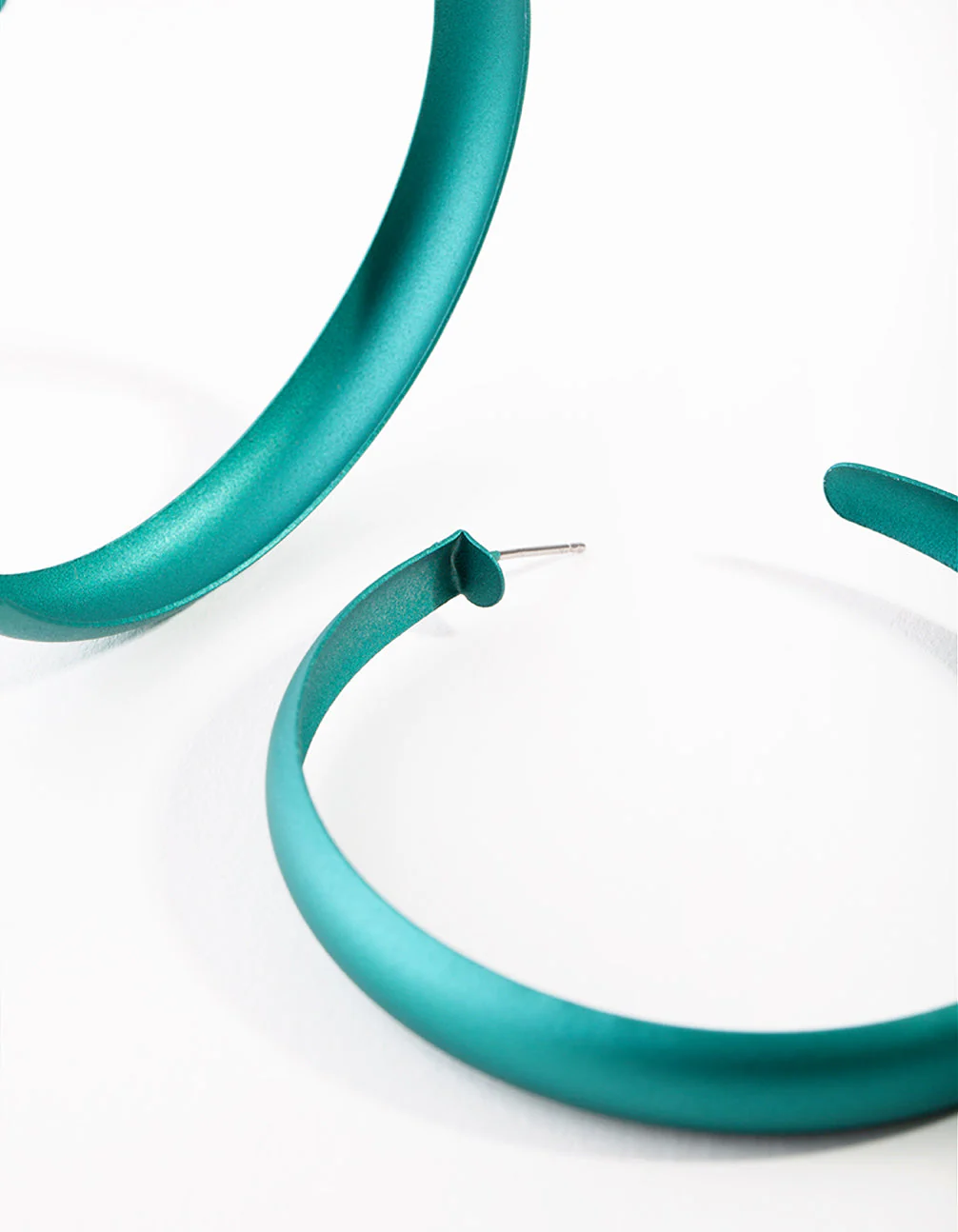 Matte Teal 60mm Hoop Earrings - Image 2