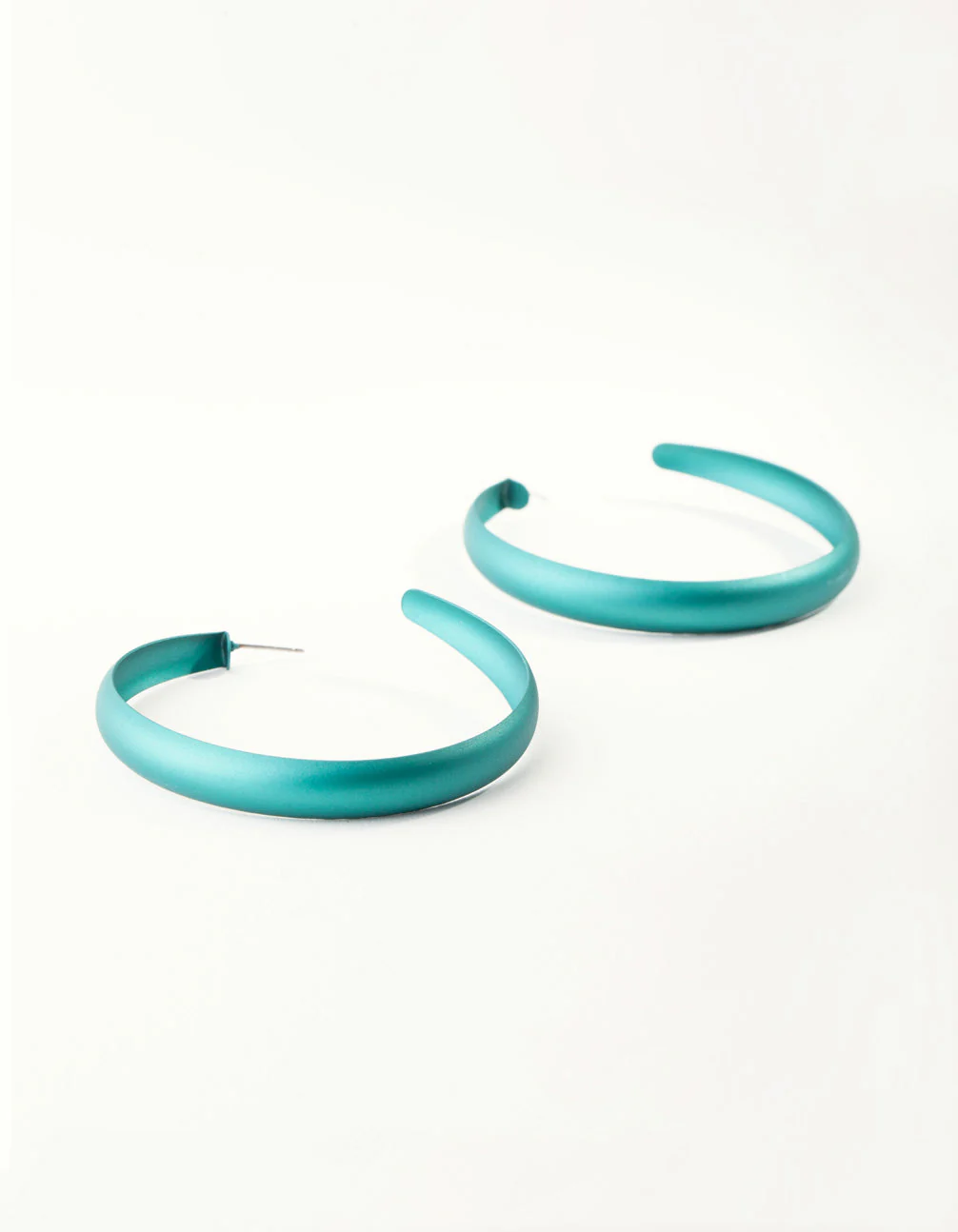 Matte Teal 60mm Hoop Earrings - Image 3