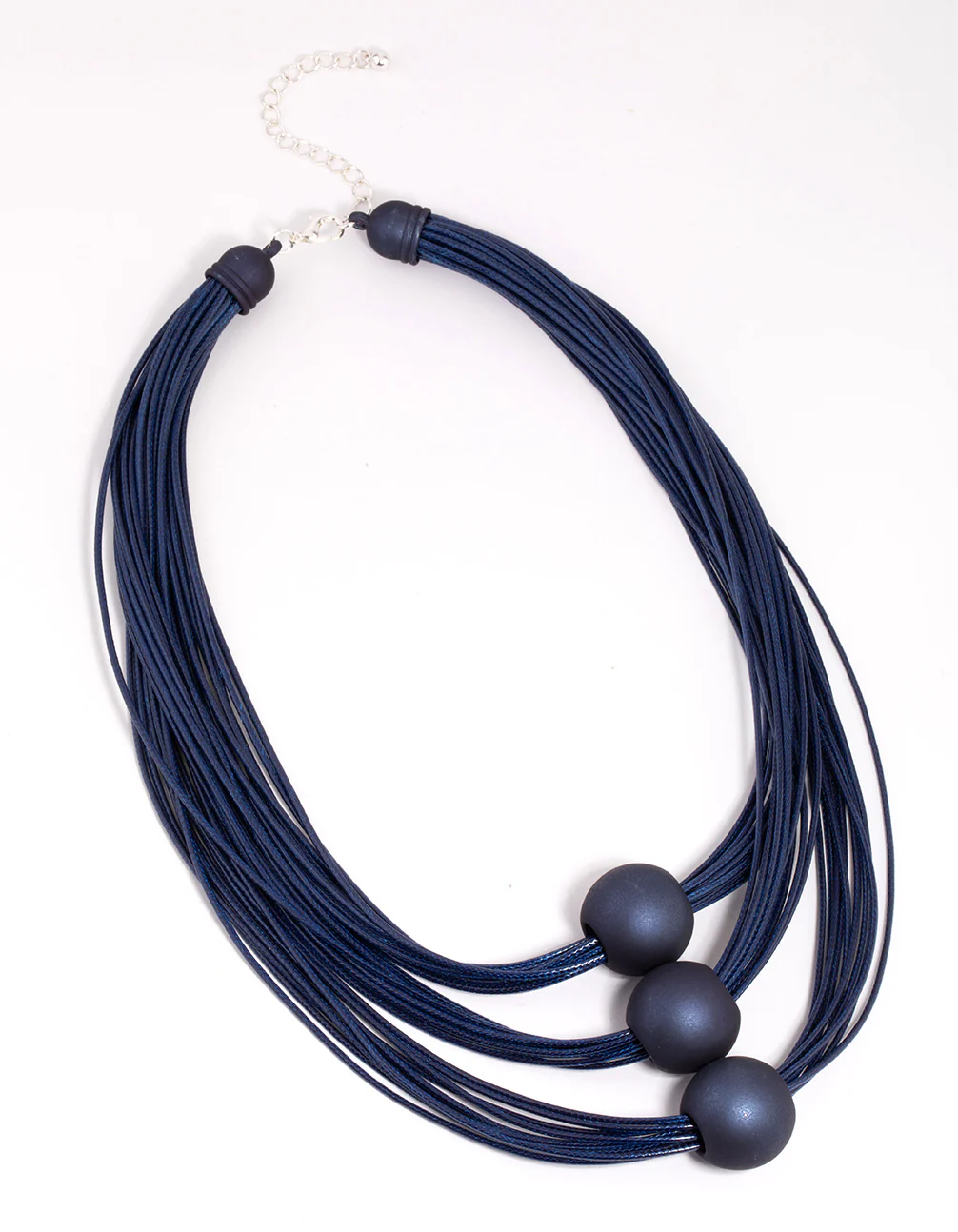 Matte Blue Sphere & Cord Necklace - Image 2