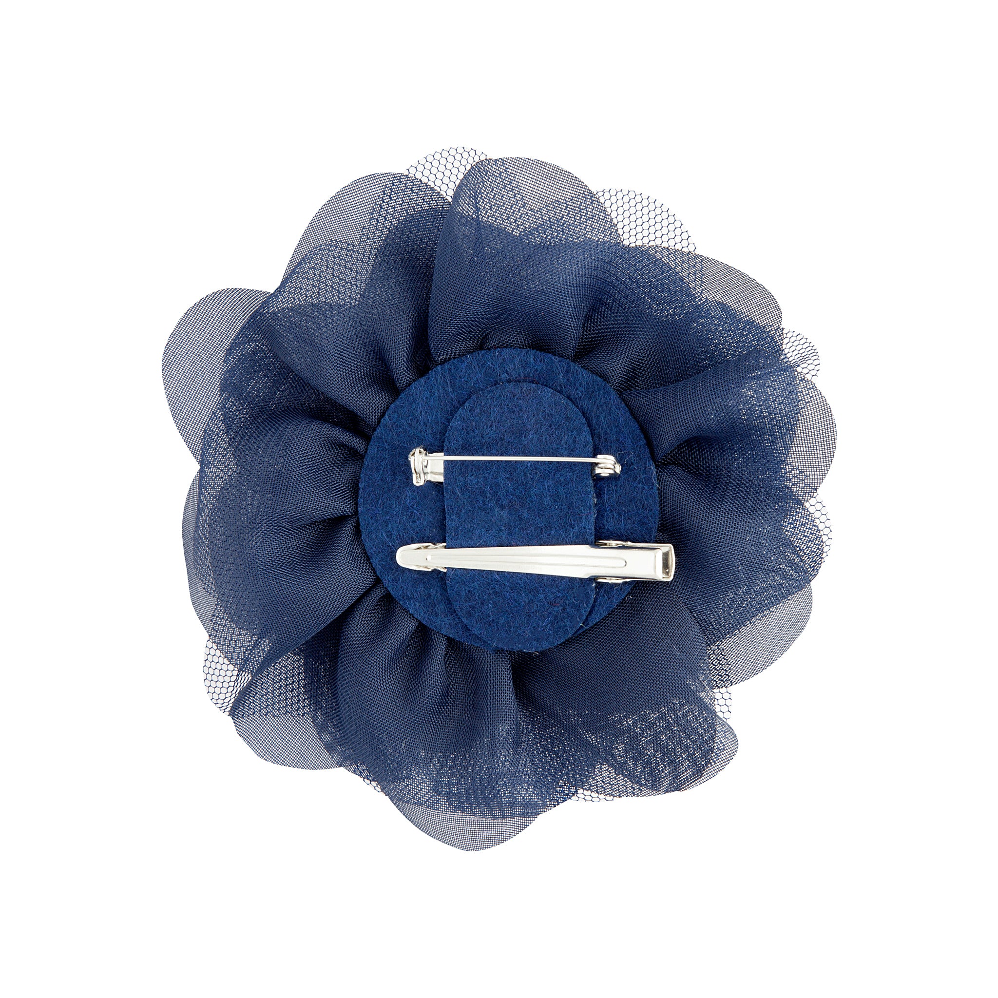 Navy Blue Mesh Flower Clip - Image 2