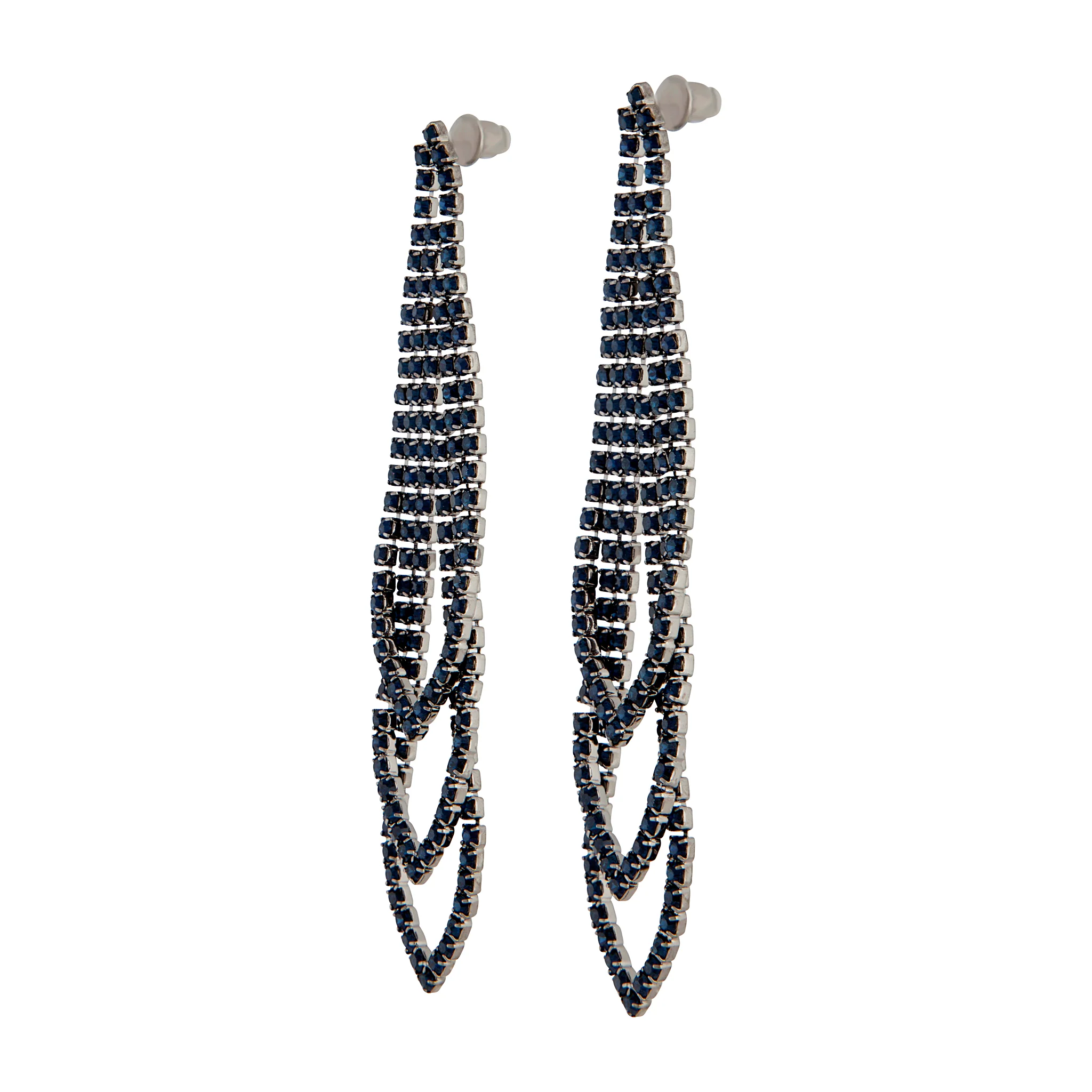 Midnight Gunmetal Loop Cup Chain Earrings - Image 2