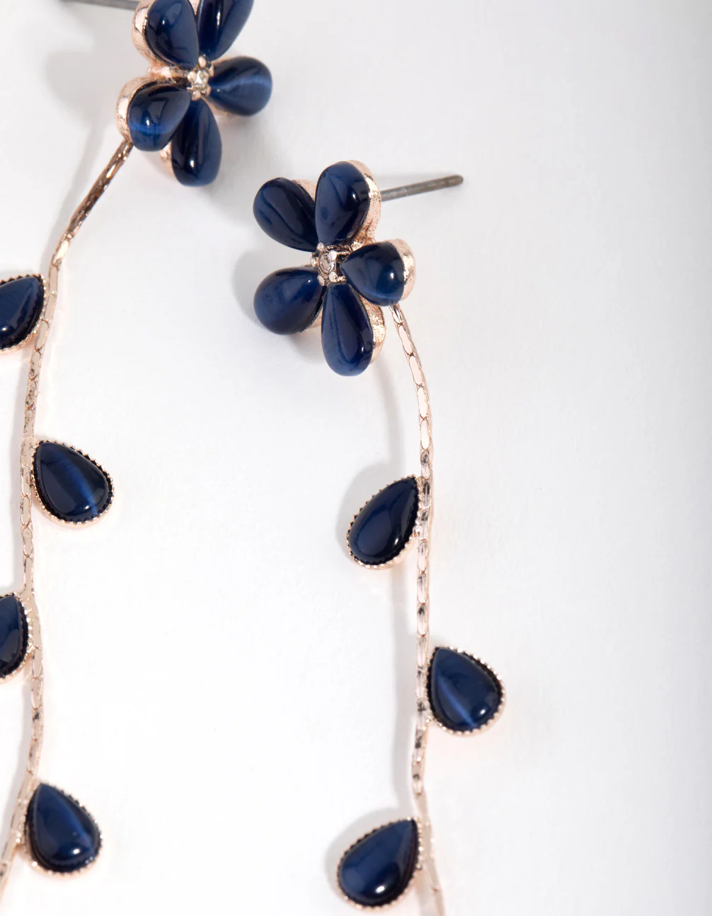 Rose Gold Flower Vine Drop Earrings - Image 2