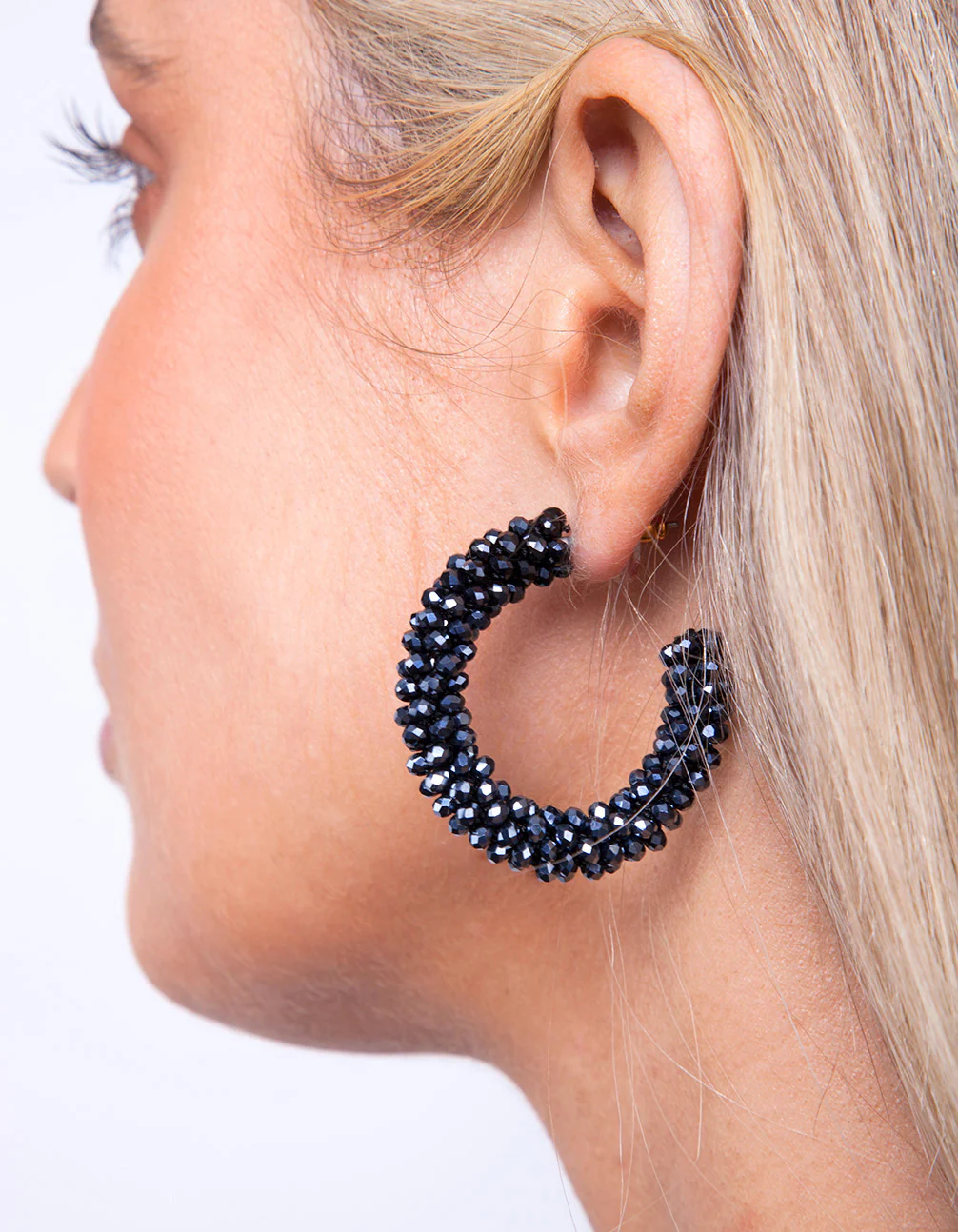 Navy Beaded Hoop - Image 3