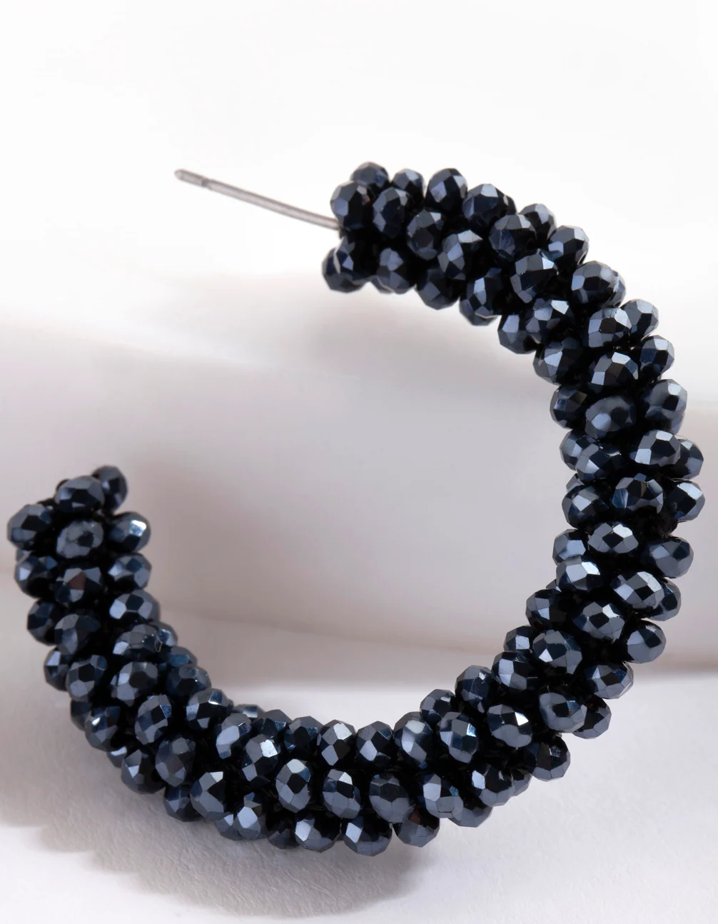 Navy Beaded Hoop - Image 4