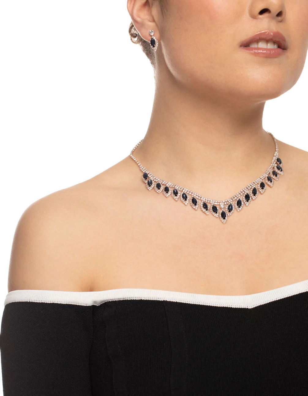 Blue Marquise Droplet Earrings & Necklace Set - Image 2
