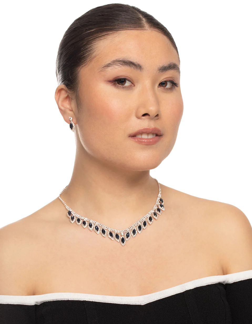 Blue Marquise Droplet Earrings & Necklace Set - Image 3