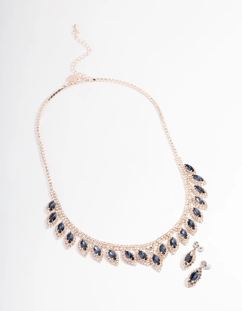 Blue Marquise Droplet Earrings & Necklace Set - Image 4