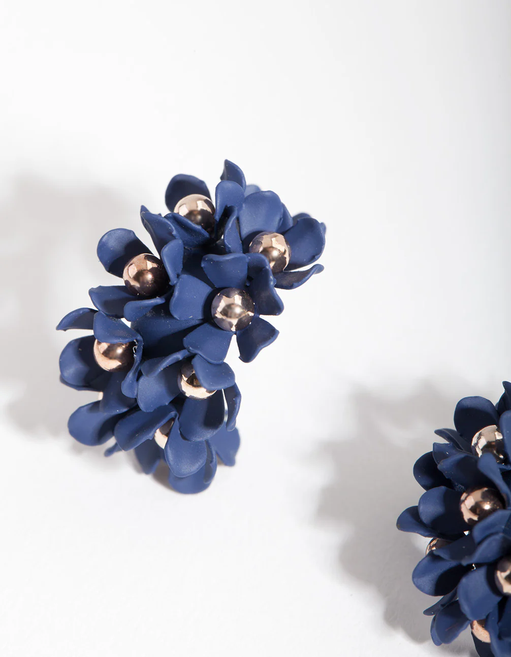 Blue Mini Cluster Flower Hoop Earrings - Image 2