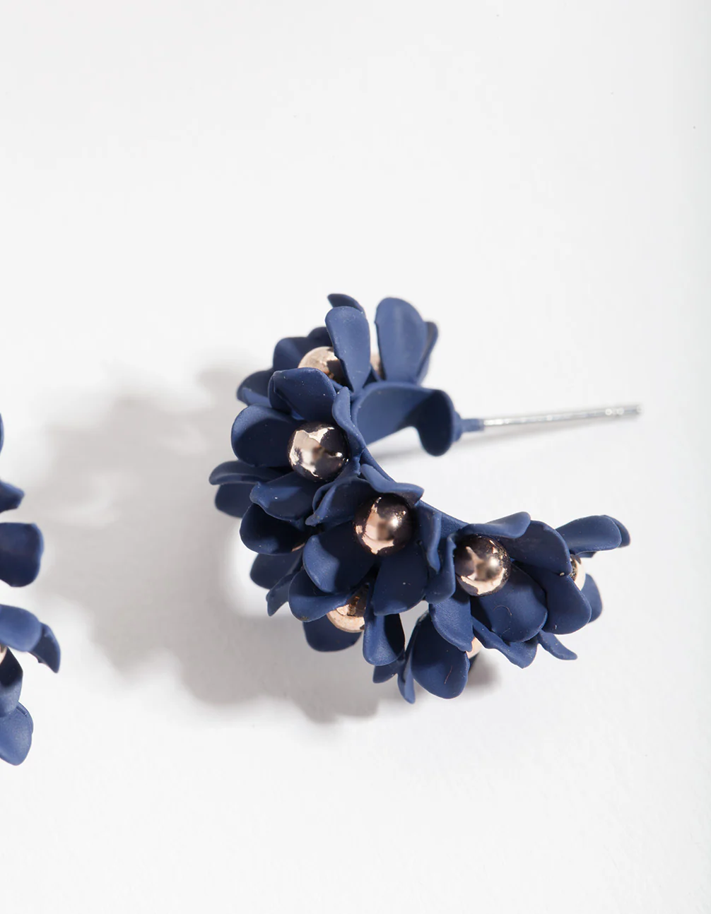 Blue Mini Cluster Flower Hoop Earrings - Image 3