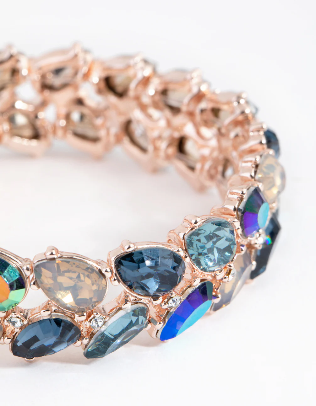 Rose Gold Navette Mix Stretch Bracelet - Image 2