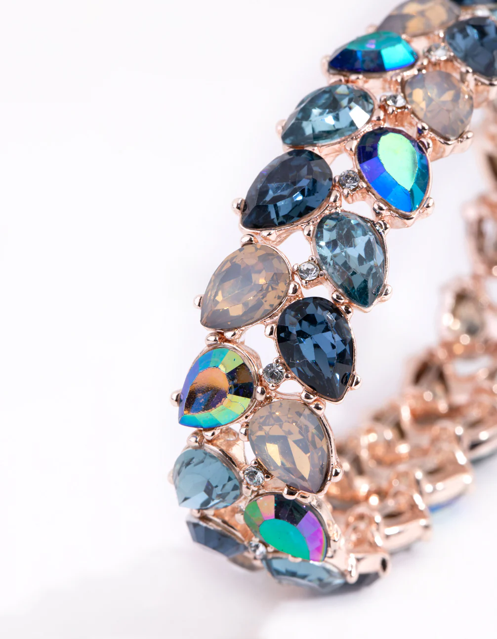 Rose Gold Navette Mix Stretch Bracelet - Image 3
