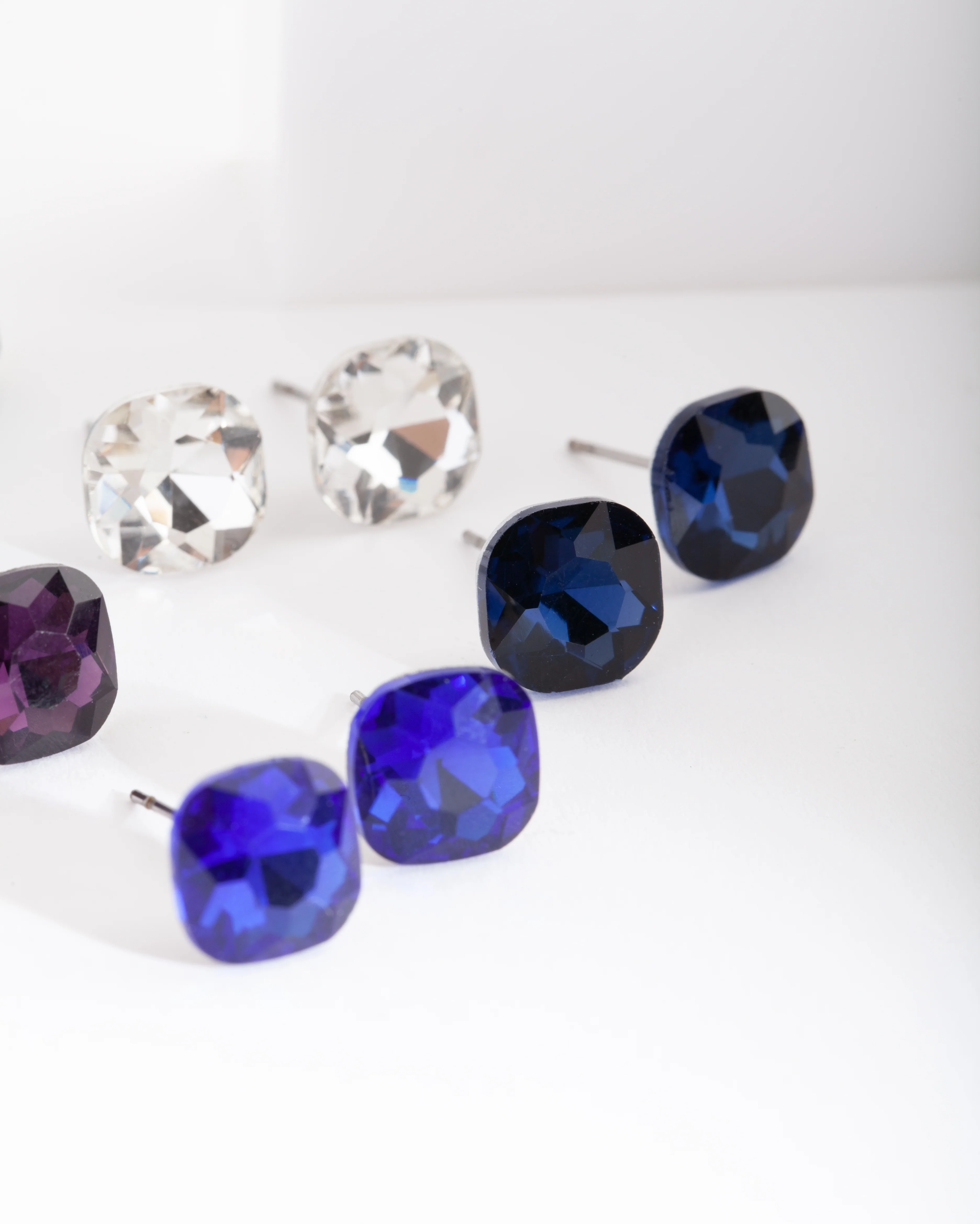 Blue Purple Gem Stud Earring Pack - Image 3