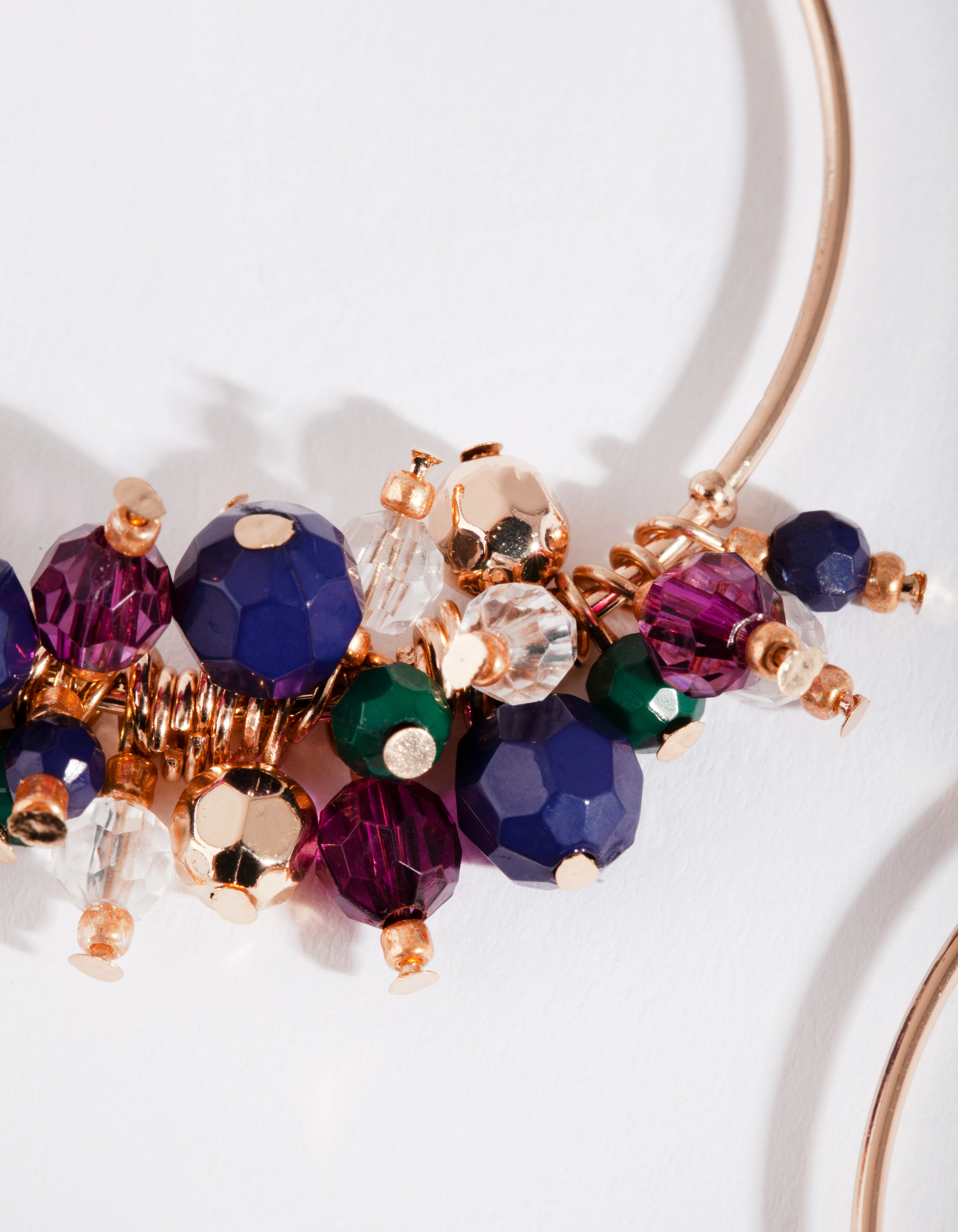 Large Midnight Coloured Beaded Hoop Earrings - Image 3