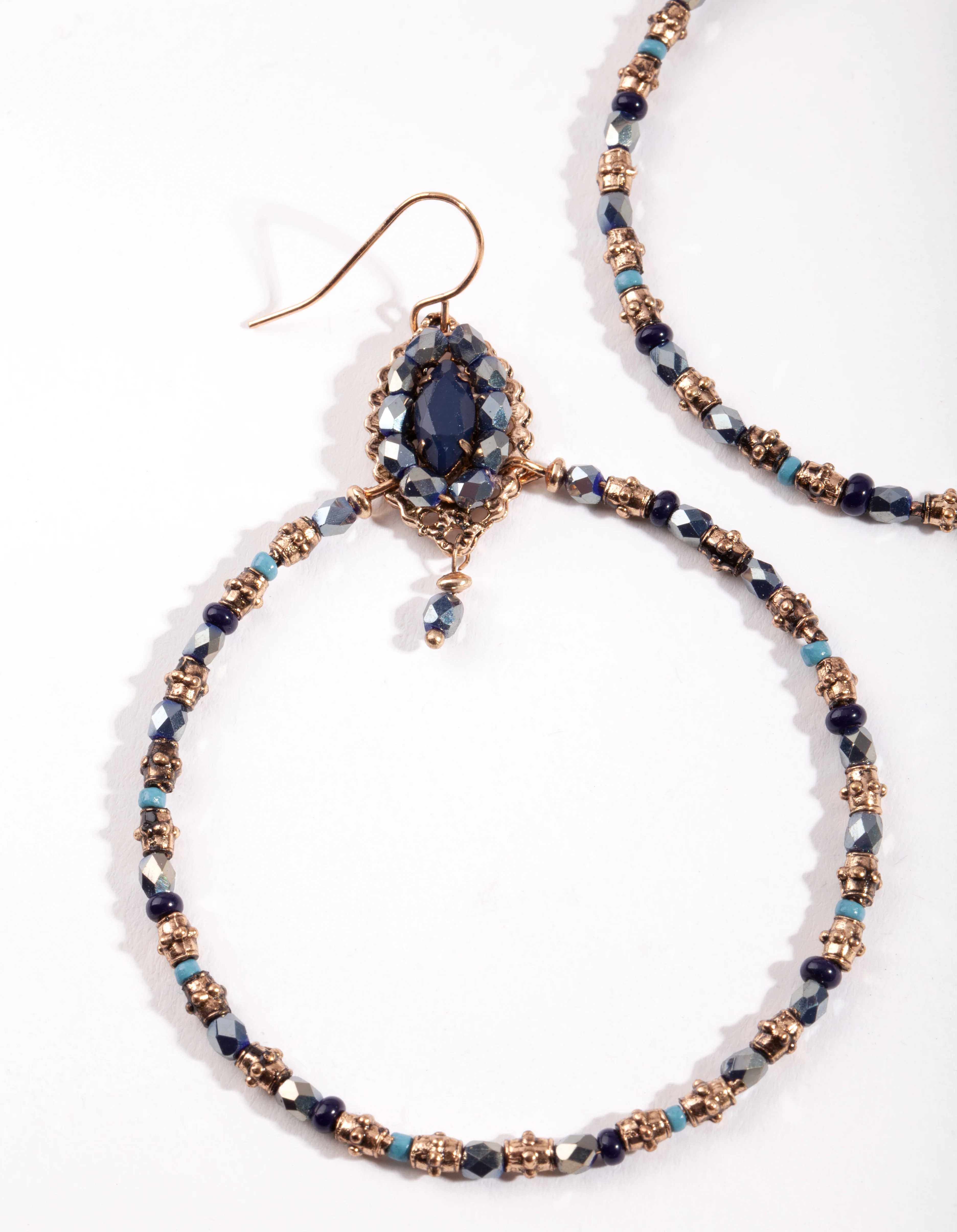 Gold Beaded Open Cirlce Earrings - Image 2