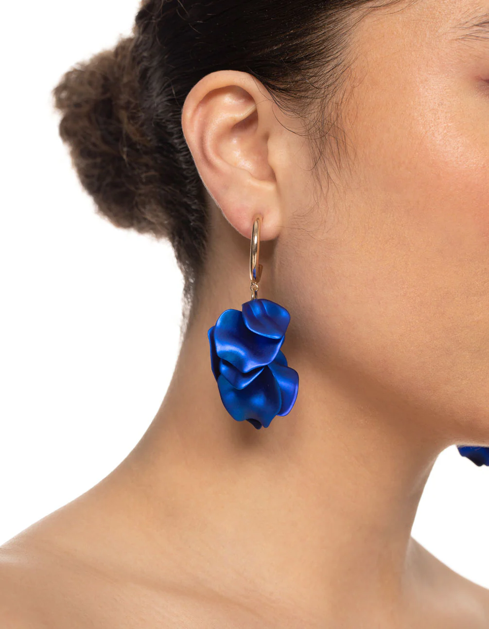 Gold Coated Petal Huggie Earrings - Image 2