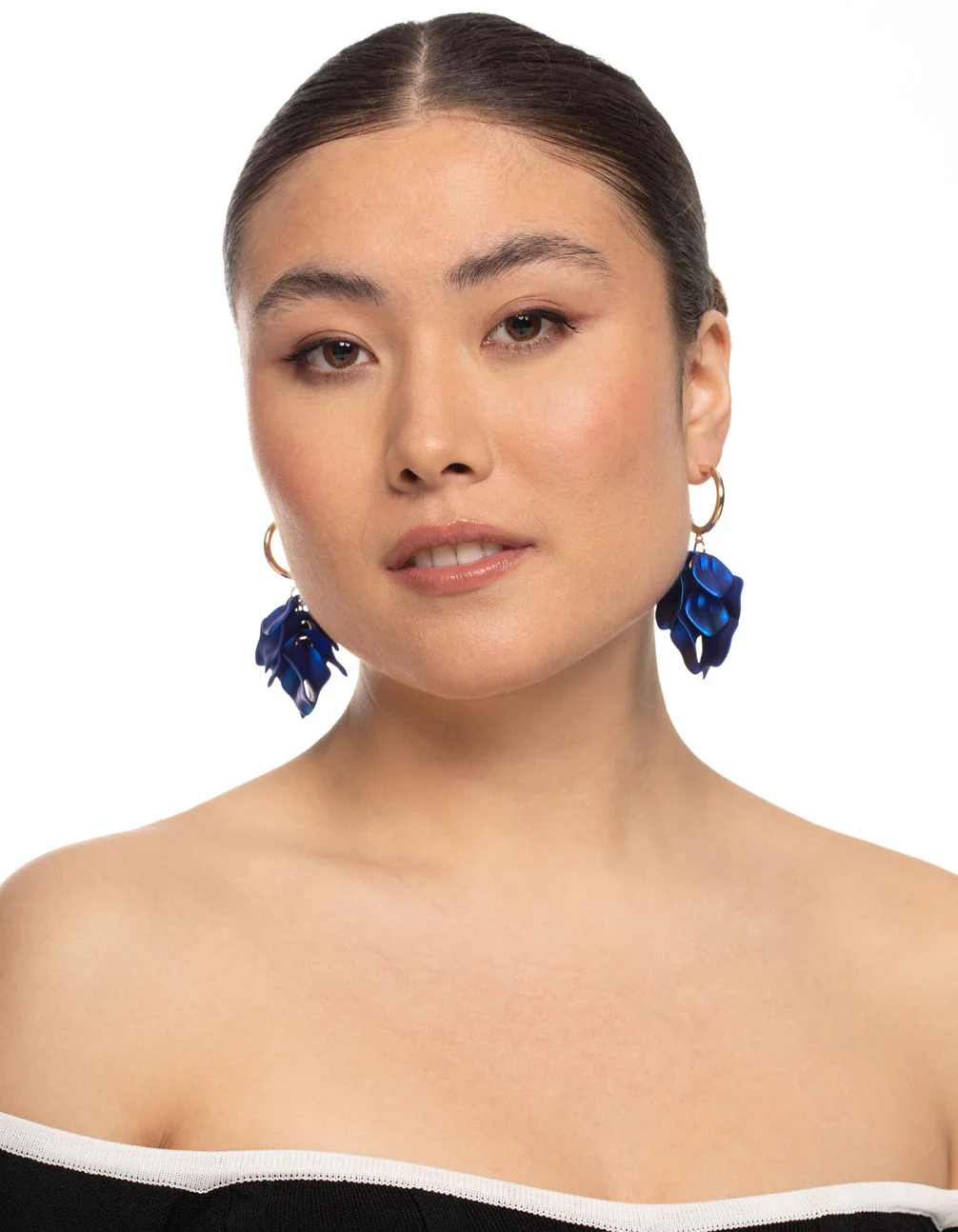 Gold Coated Petal Huggie Earrings - Image 3