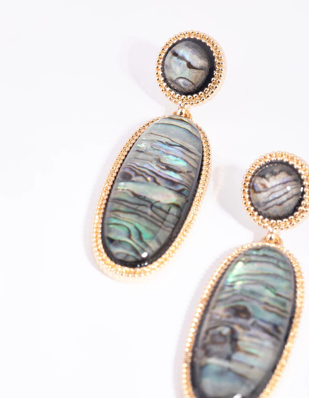 Gold Oval Drop Earrings - Image 2