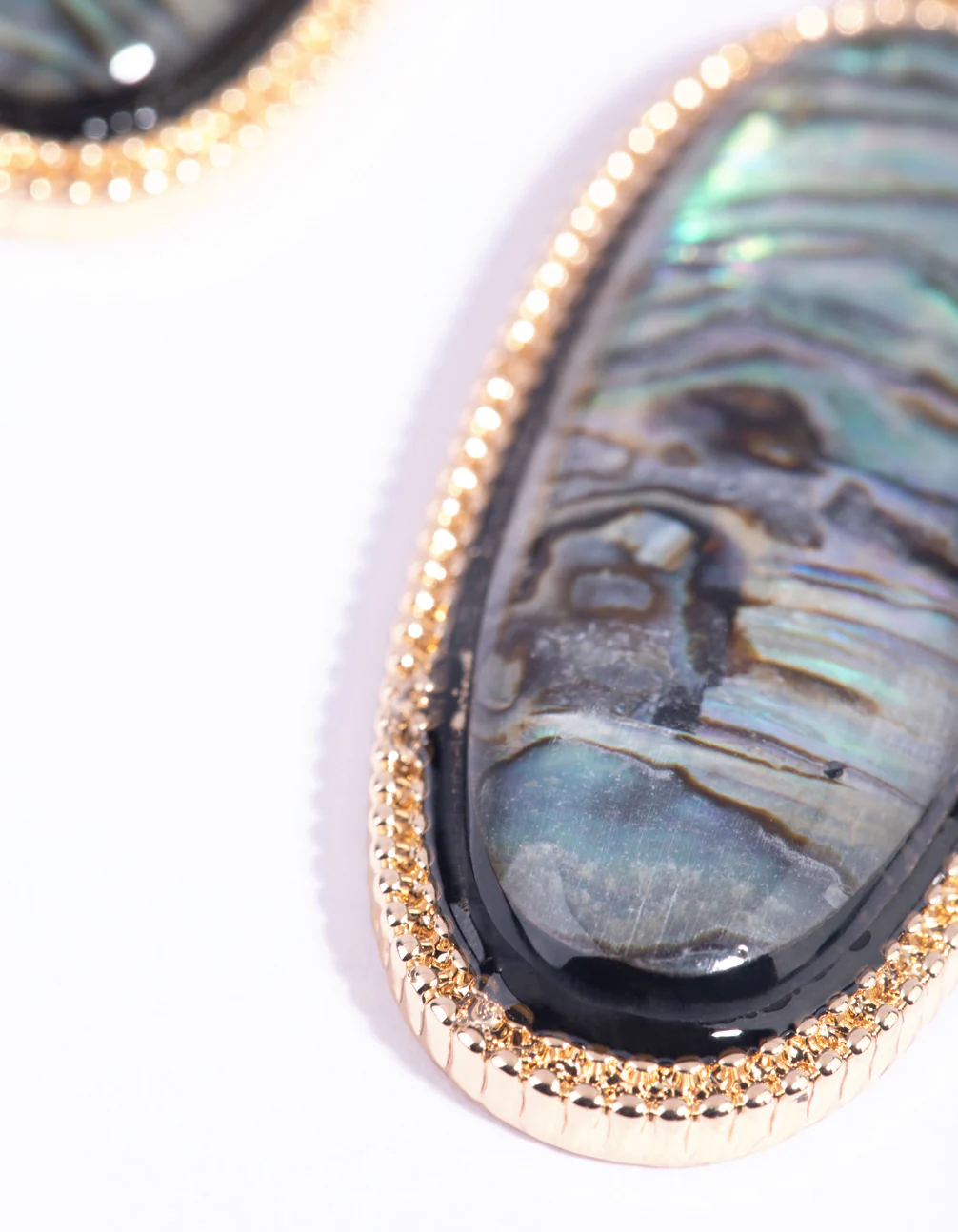 Gold Oval Drop Earrings - Image 3
