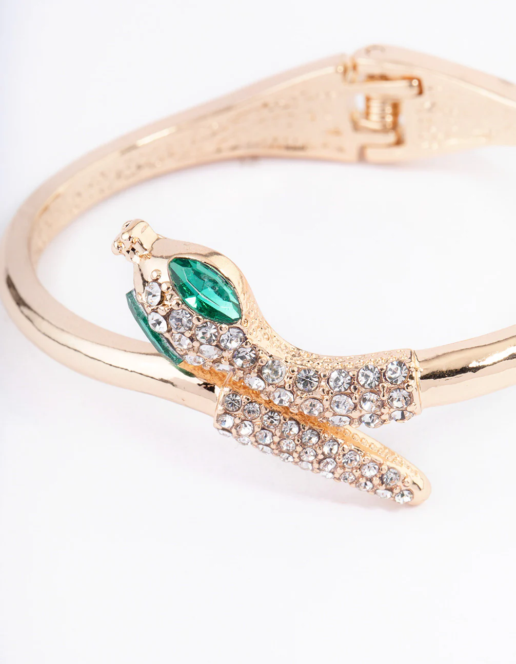 Gold Diamante Snake Hinge Wrist Cuff - Image 2