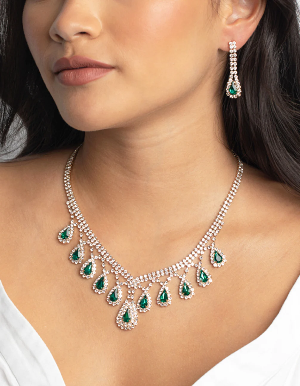 Gold Teardrop Necklace & Earrings Set - Image 2