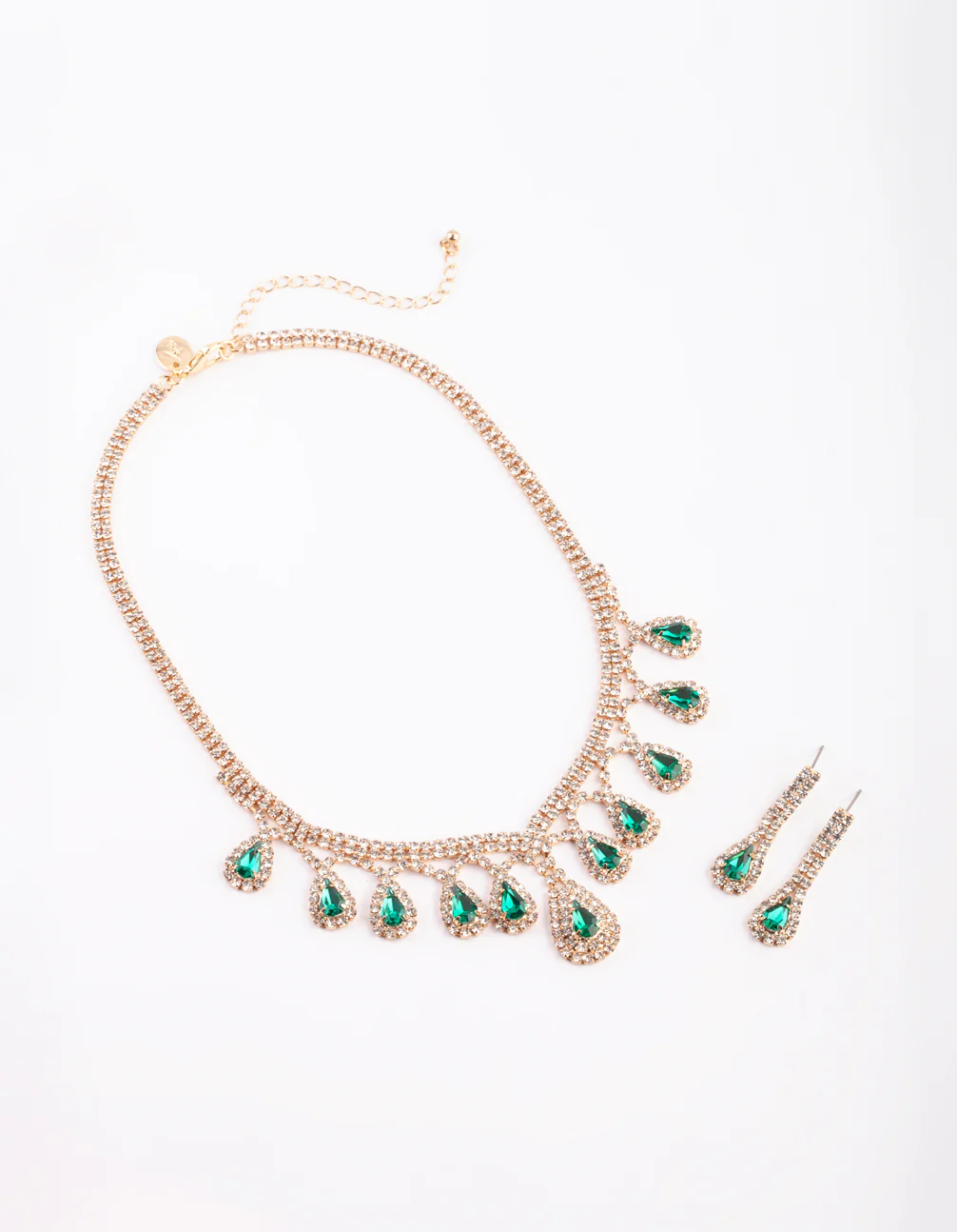 Gold Teardrop Necklace & Earrings Set - Image 3