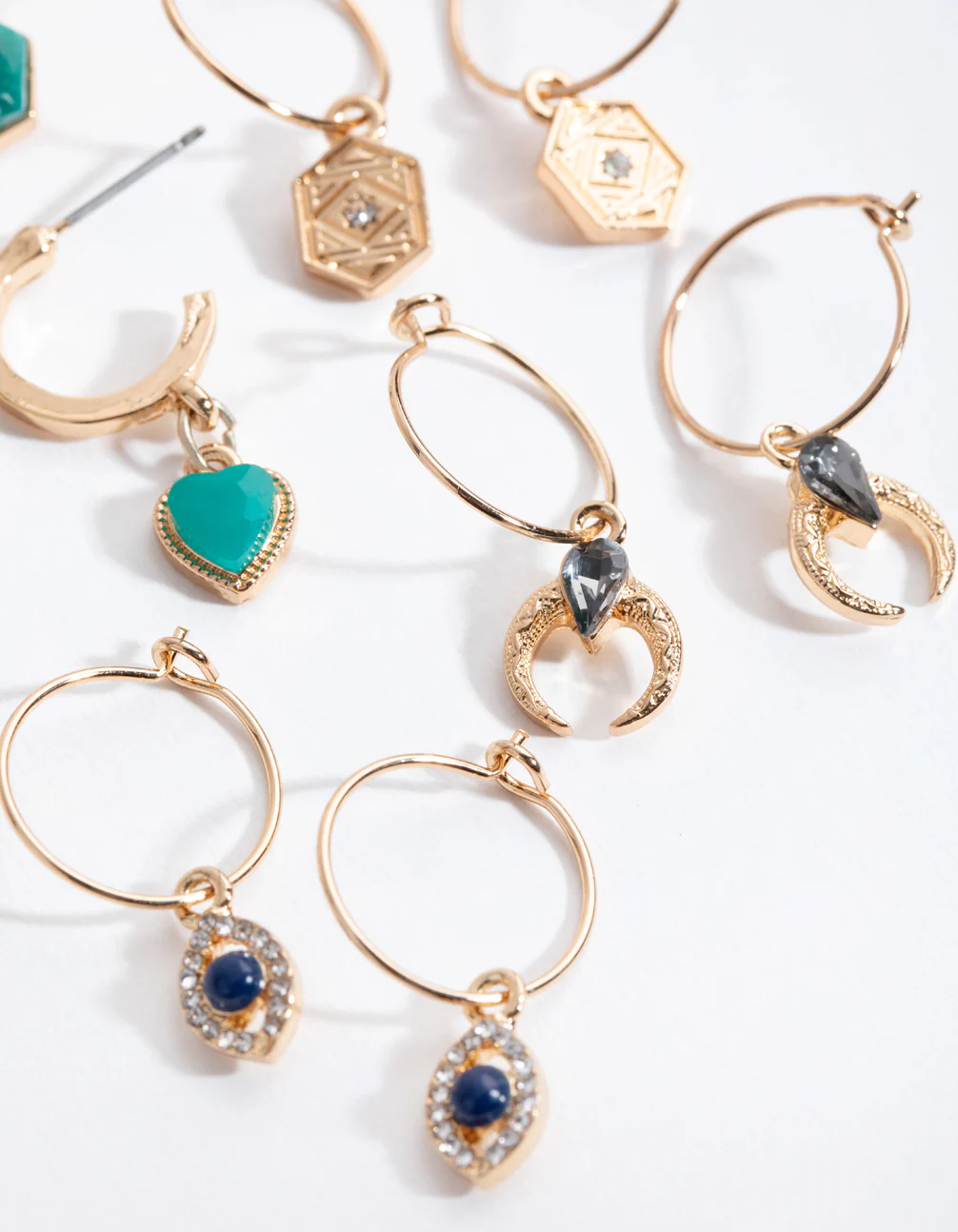 Gold Etched Hoop 6-Pack Earring - Image 2