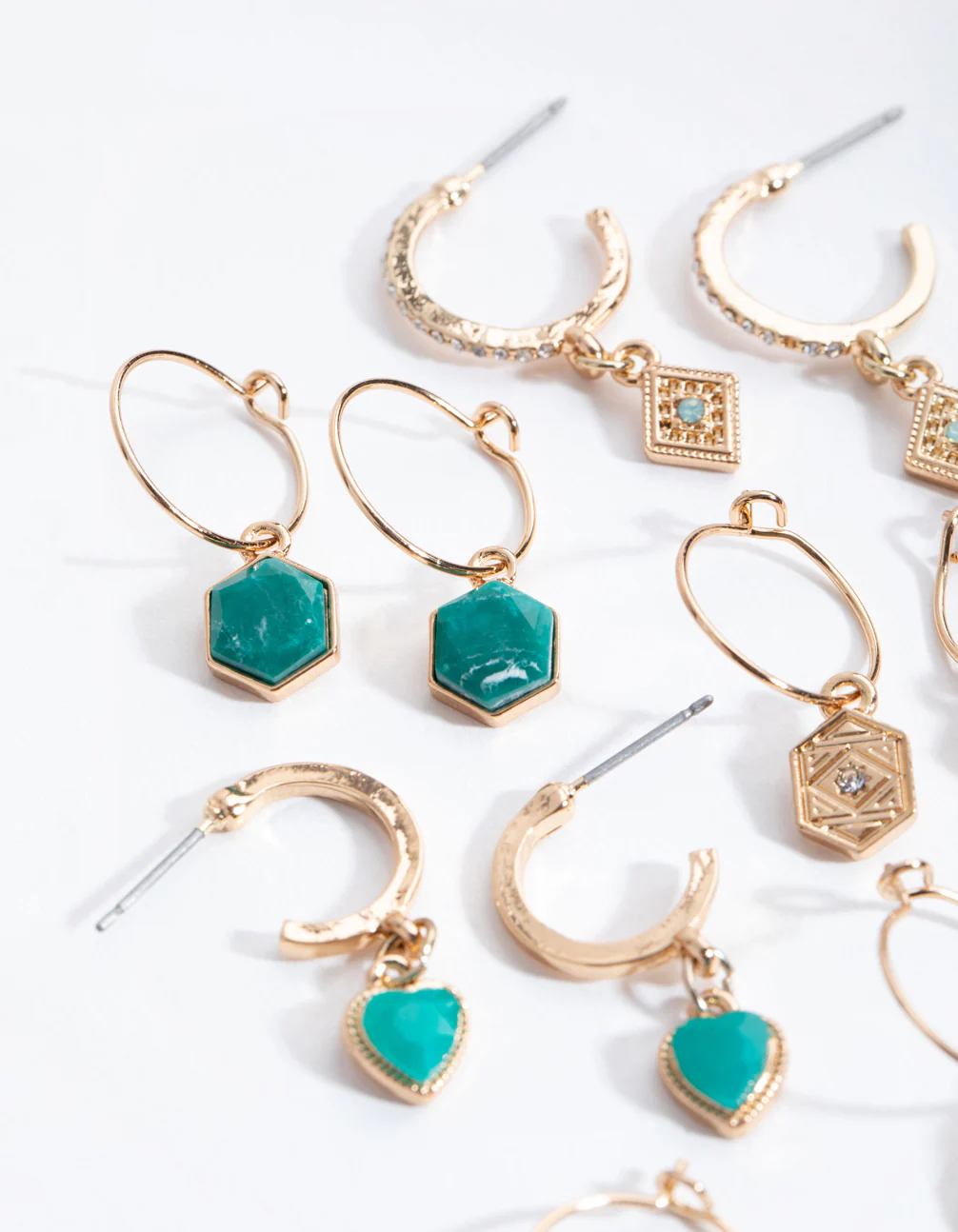 Gold Etched Hoop 6-Pack Earring - Image 3