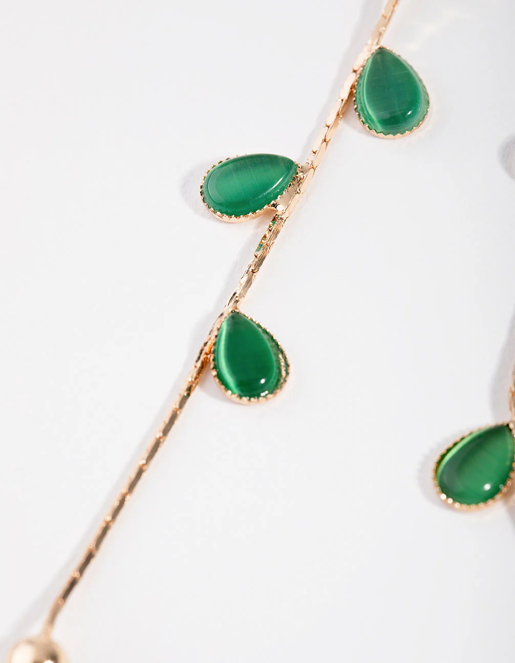 Gold & Teal Flower Vine Drop Earrings - Image 3