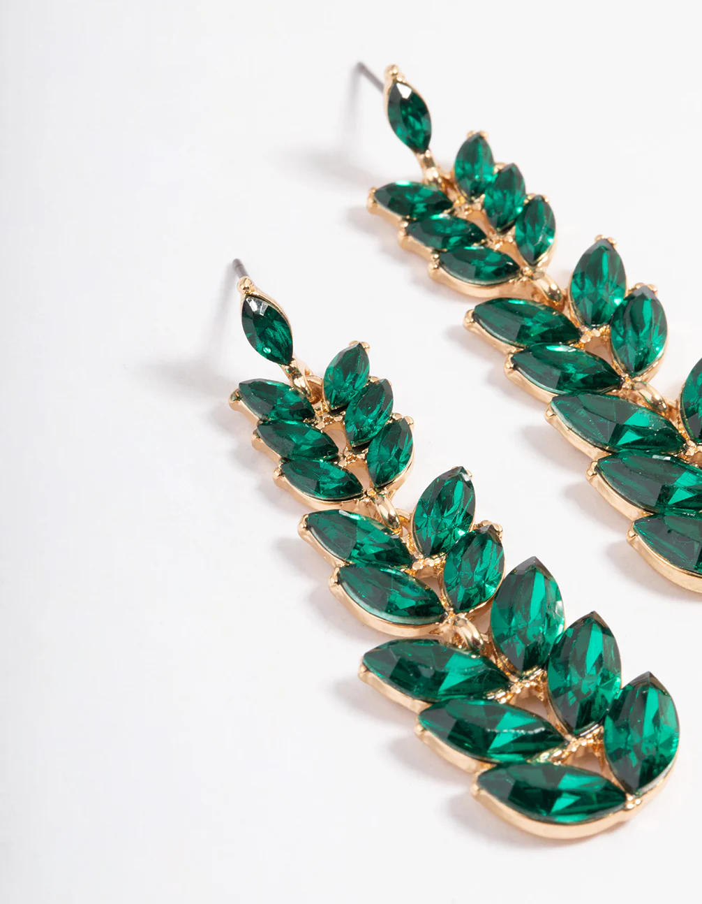 Gold Graduated Leaf Drop Earrings - Image 2