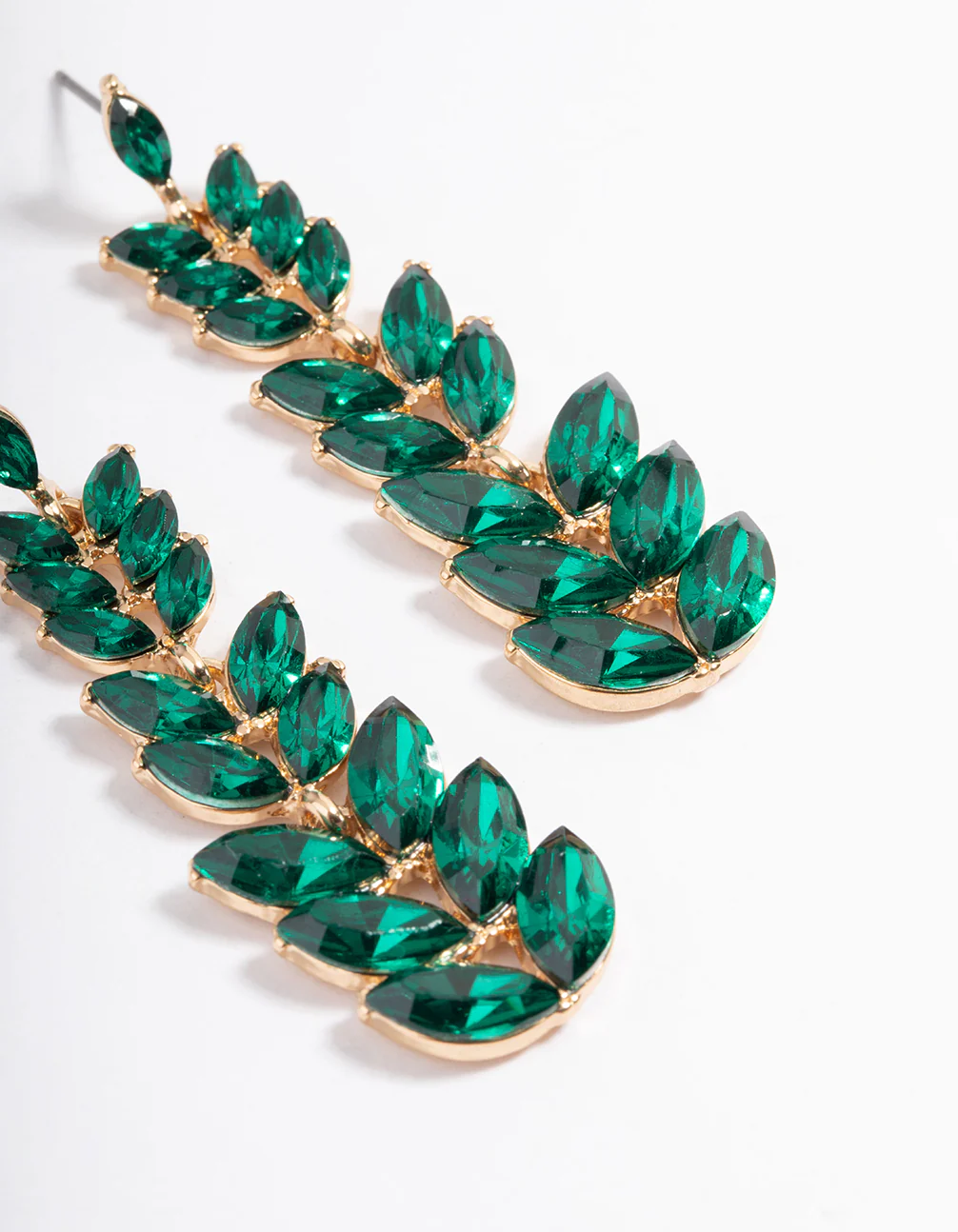 Gold Graduated Leaf Drop Earrings - Image 3