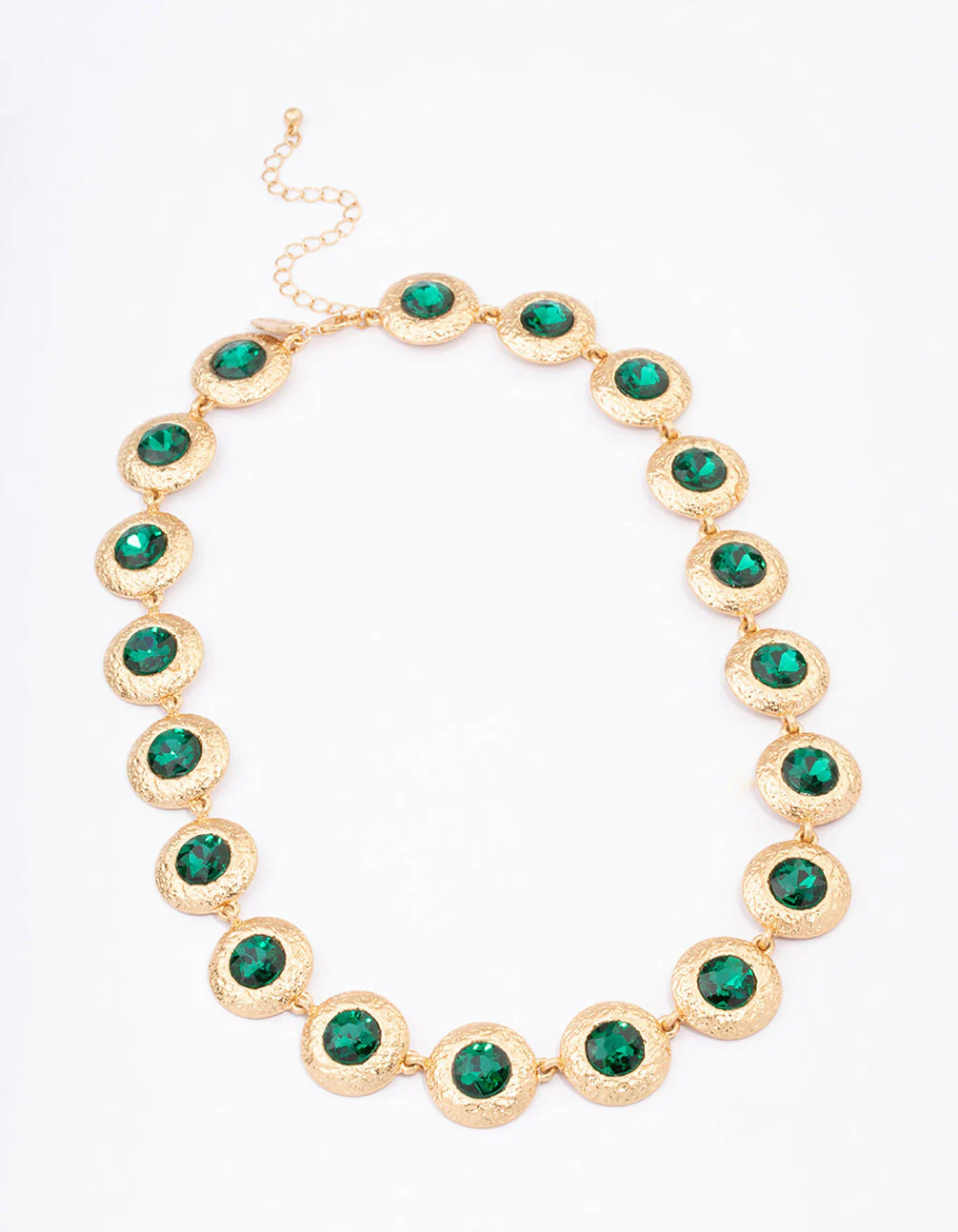 Gold Hammered Diamante Round Short Necklace - Image 2