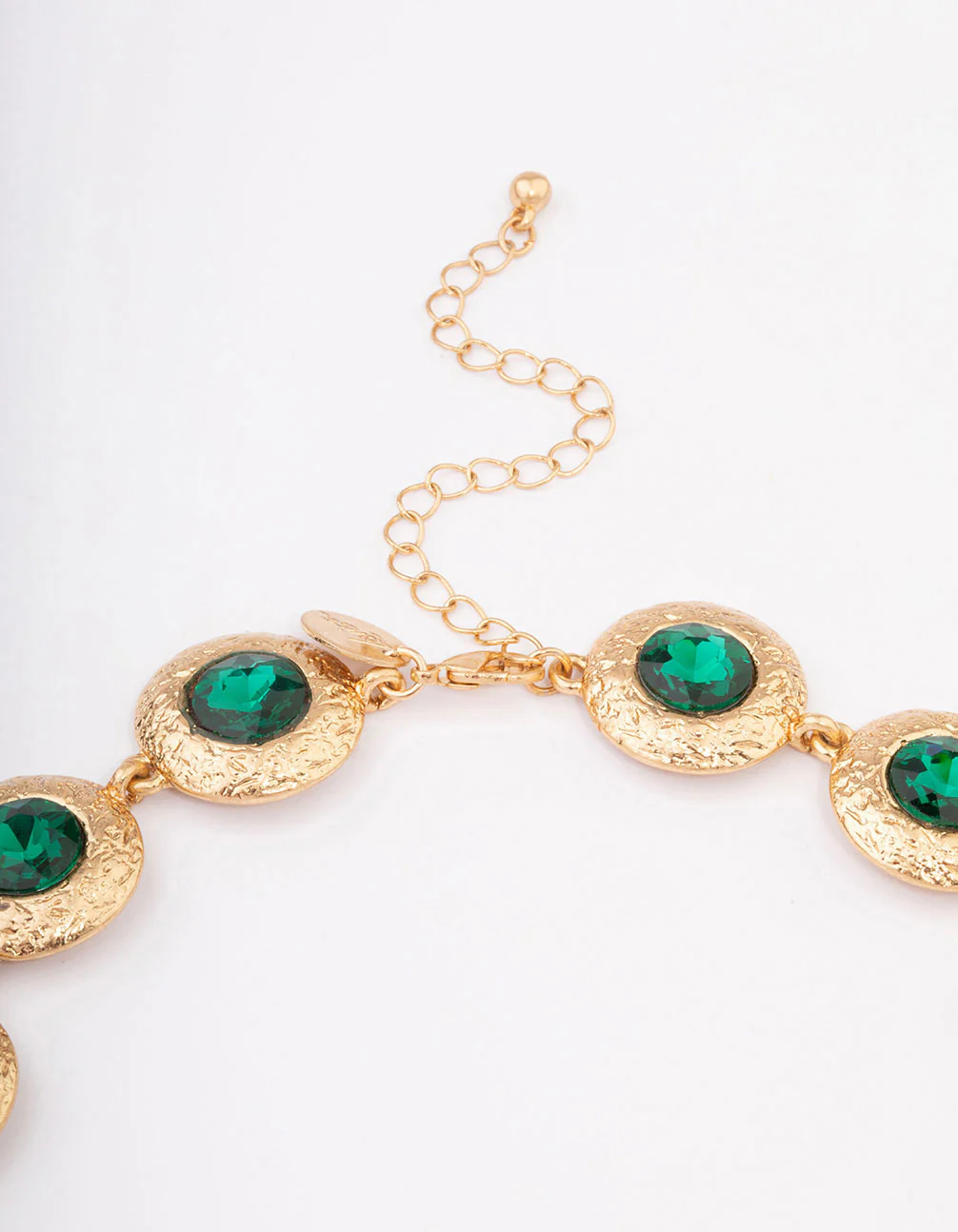 Gold Hammered Diamante Round Short Necklace - Image 3