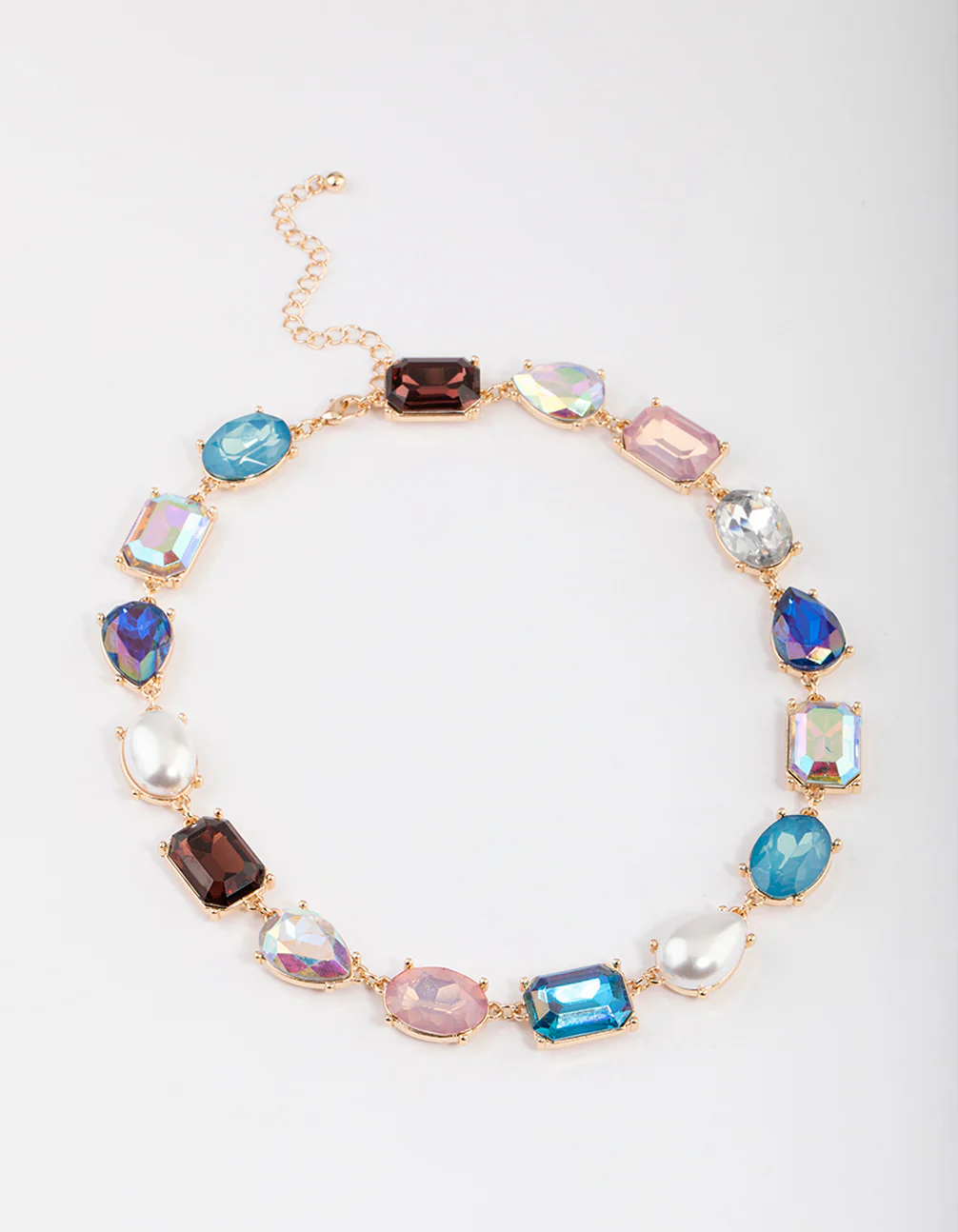 Gold Large Chunky Mixed Stone Necklace - Image 2