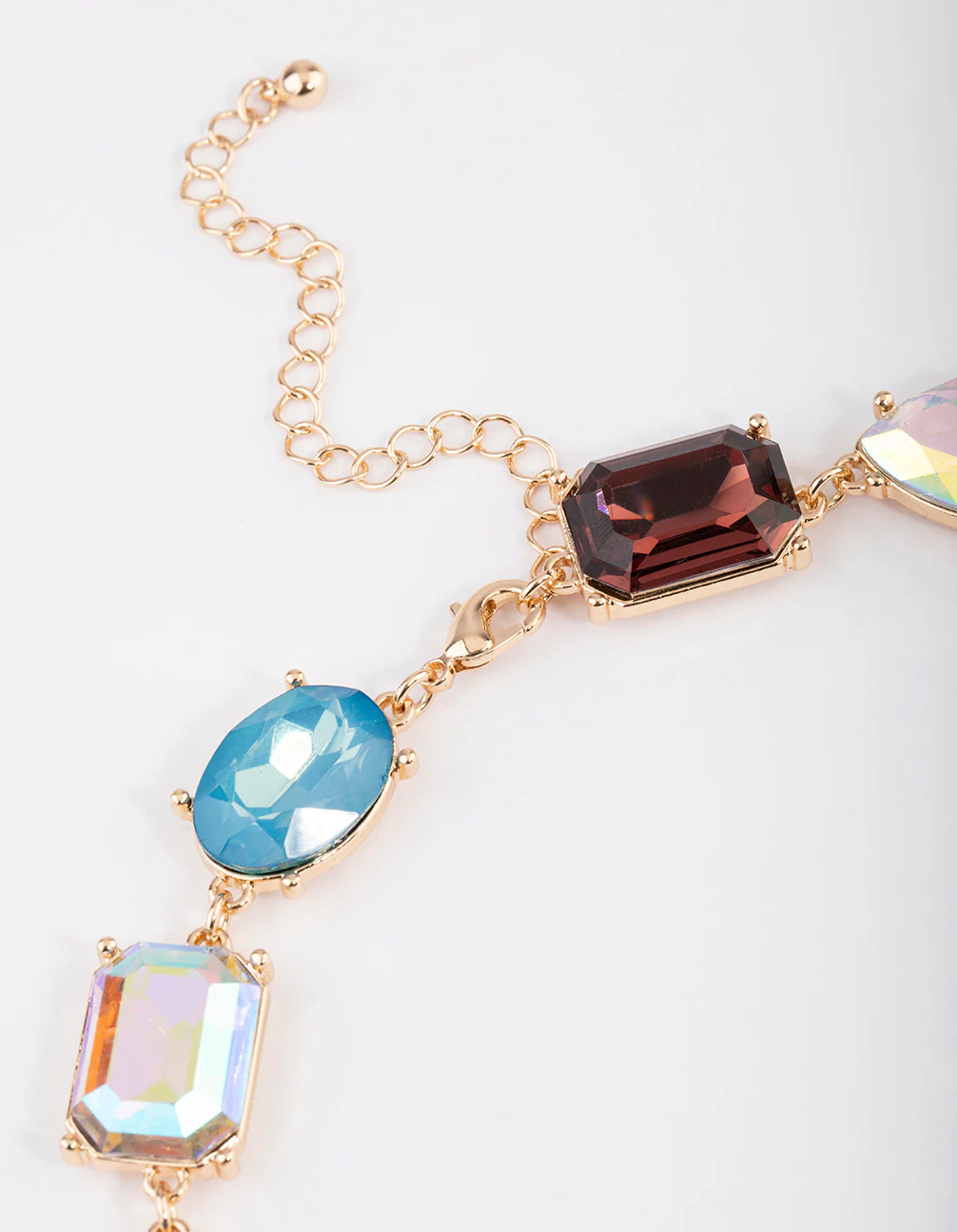 Gold Large Chunky Mixed Stone Necklace - Image 3