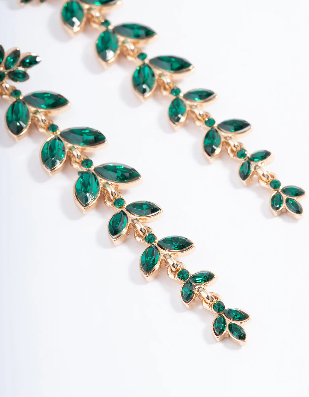 Gold Mini Graduated Green Drop Earrings - Image 3