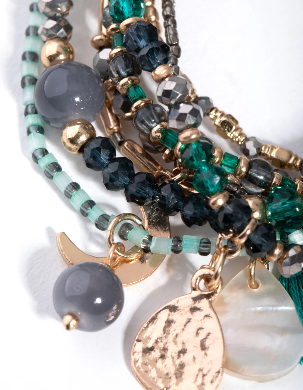 Gold Mixed Moon Stretch Bracelet - Image 2