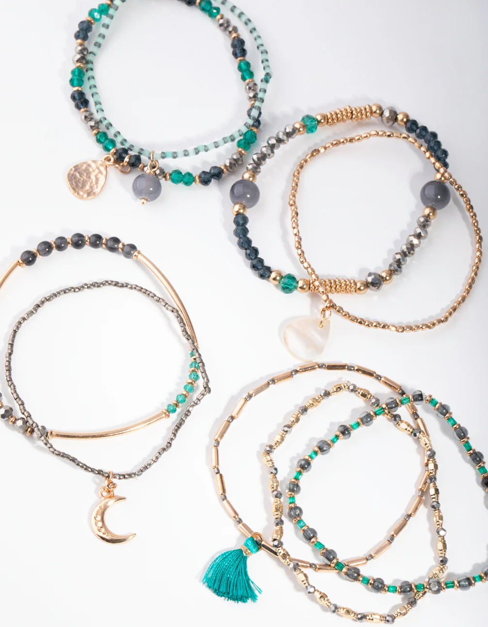 Gold Mixed Moon Stretch Bracelet - Image 3