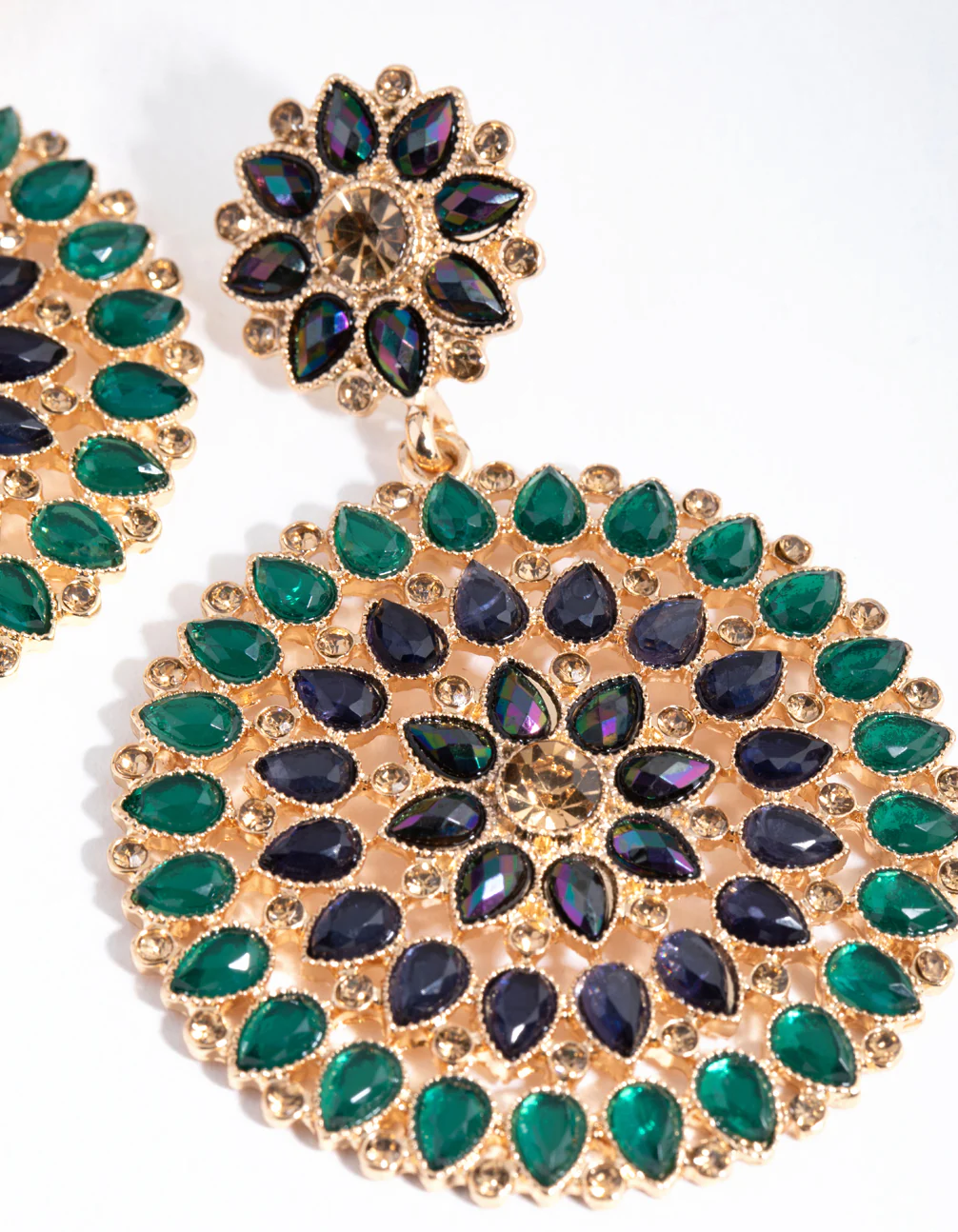 Gold Multi Flower Jewel Earrings - Image 2