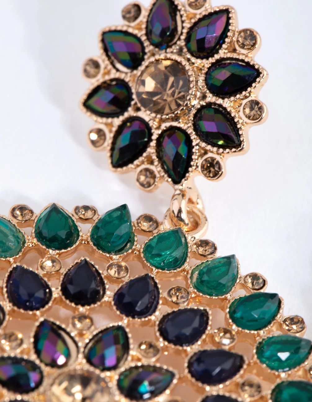 Gold Multi Flower Jewel Earrings - Image 3
