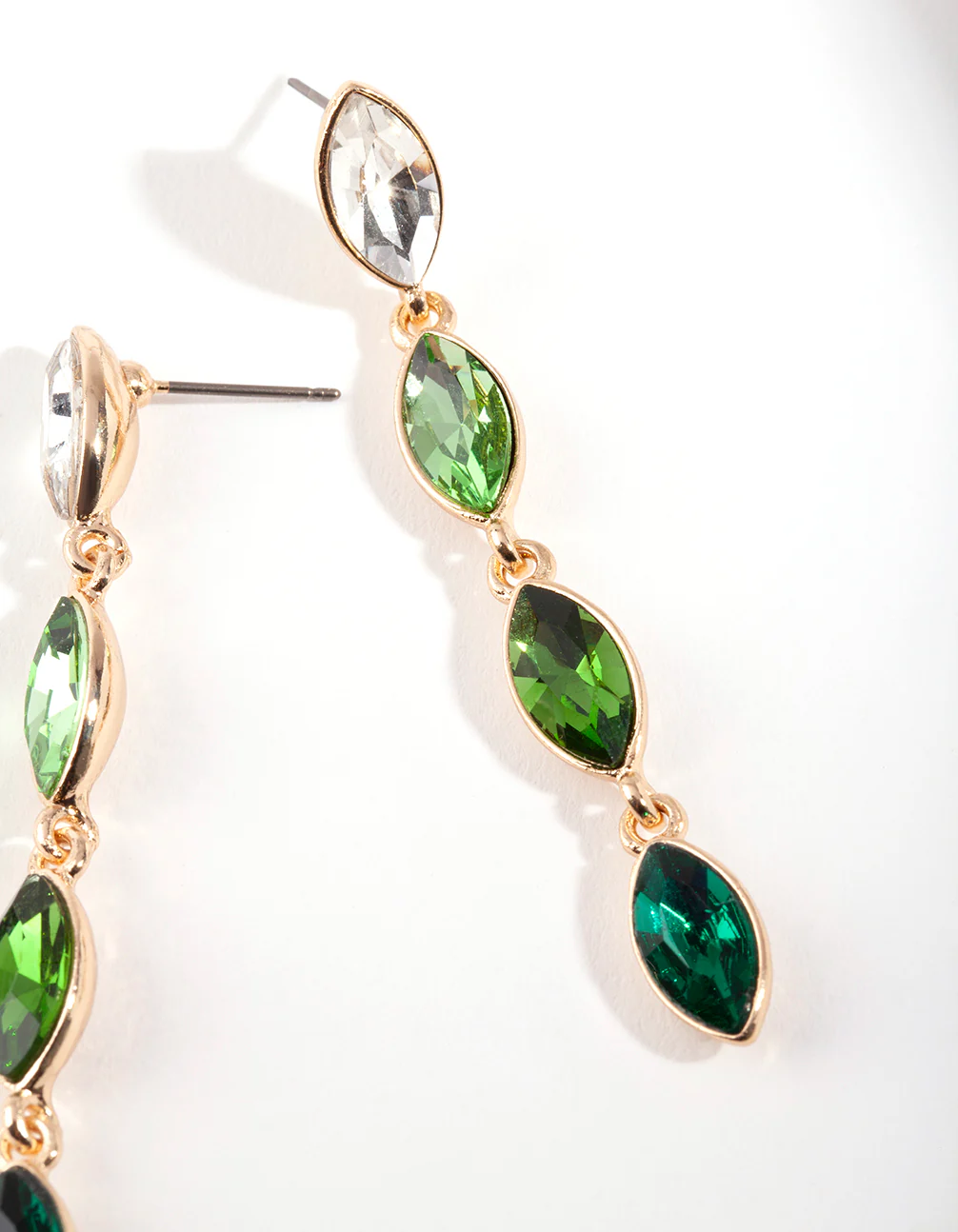 Green Diamante Drop Earrings - Image 2