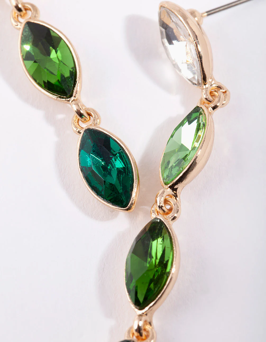 Green Diamante Drop Earrings - Image 3
