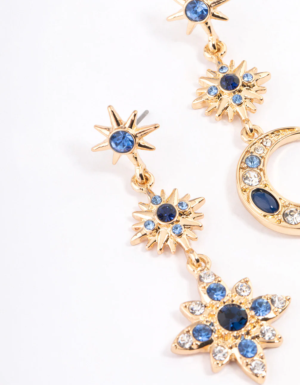 Navy Mixed Celestial Drop Earrings - Image 2